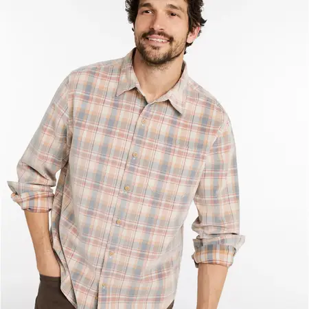 L.L. Bean M's Sunwashed Corduroy Shirt LS Slightly Fitted Plaid