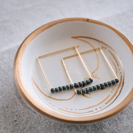 Cecelia Gold Plated Beaded Square Hoop Earrings