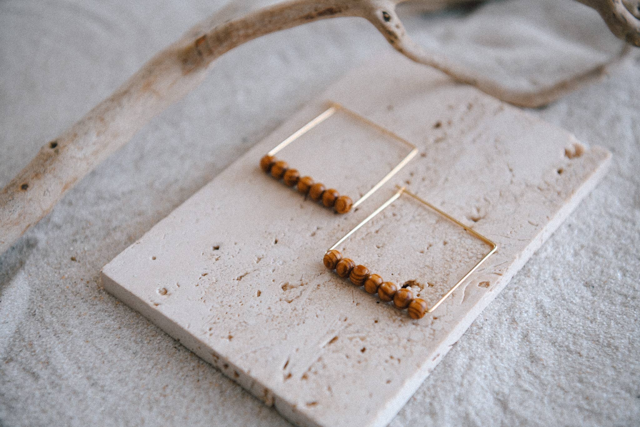 Cecelia Gold Plated Beaded Square Hoop Earrings