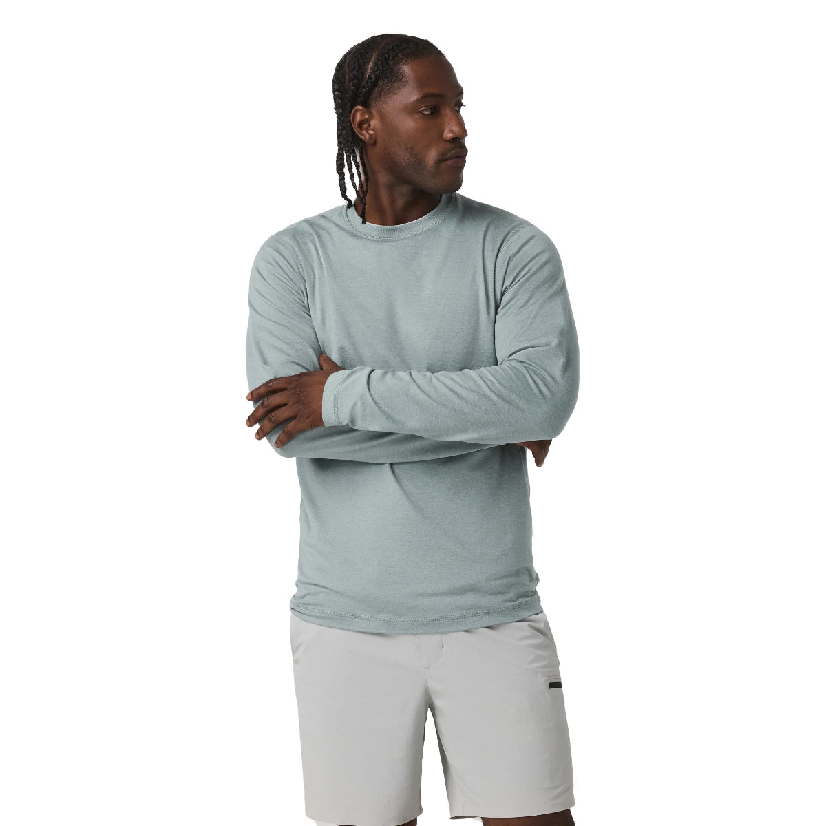 Vuori Vuori M's L/S Ponto Performance Tee Misty Blue Heather XL