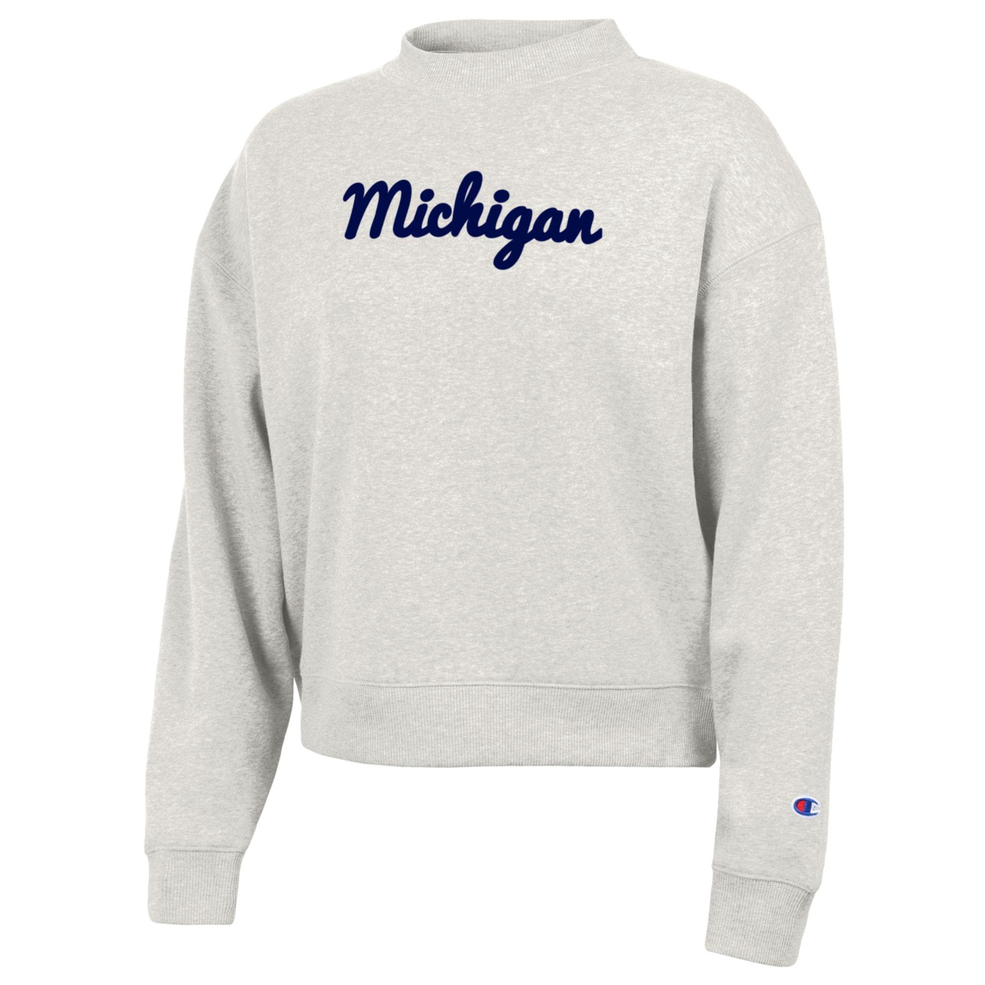 Champion W's Triumph Fleece Michigan Navy Script