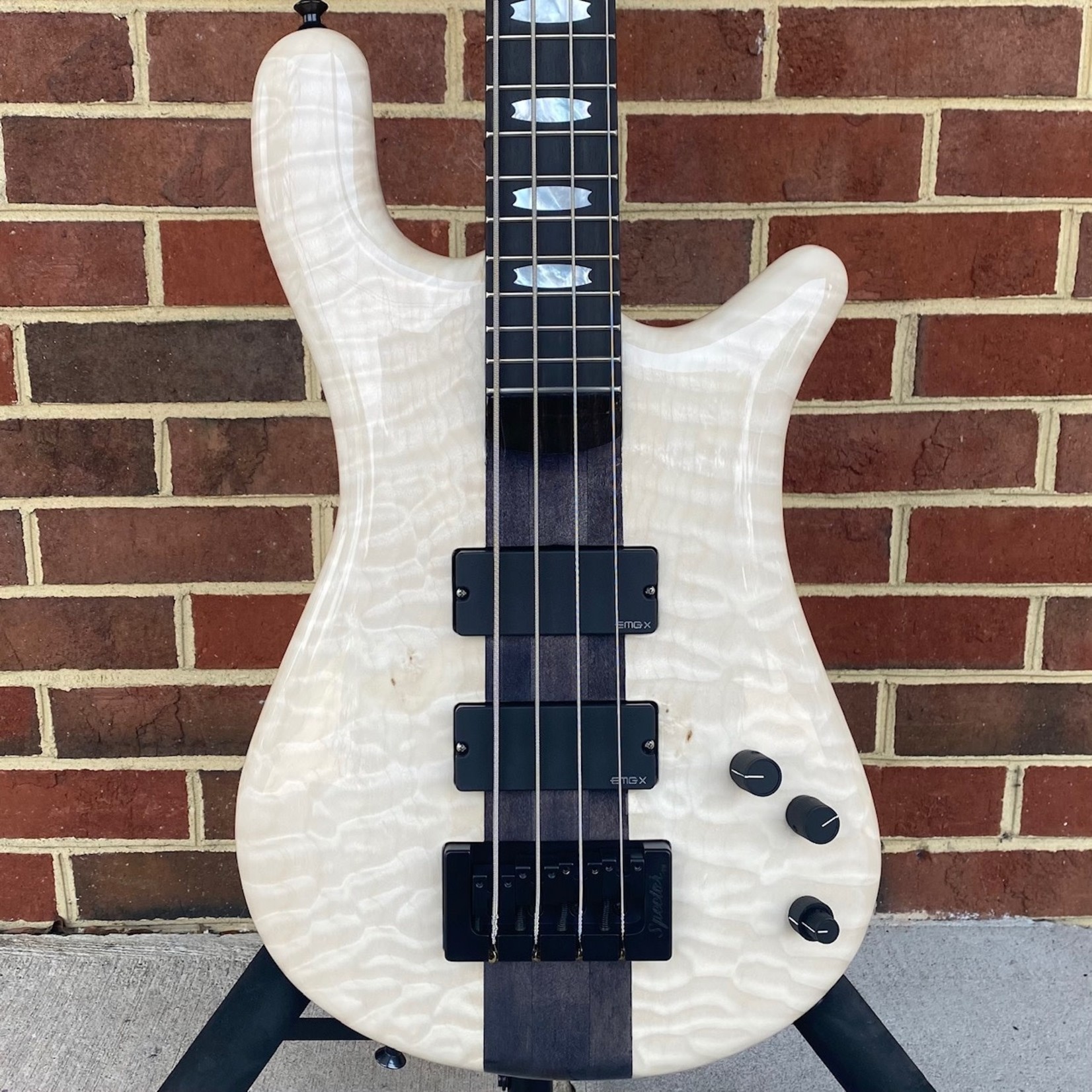 Spector Spector USA NS-4, Tuxedo Bass, Quilted Maple Top, Chambered Reclaimed Redwood Body,  Ebony Fretboard, Mother of Pearl Inlays, Luminlay Side Dots, High Gloss, TSA Case
