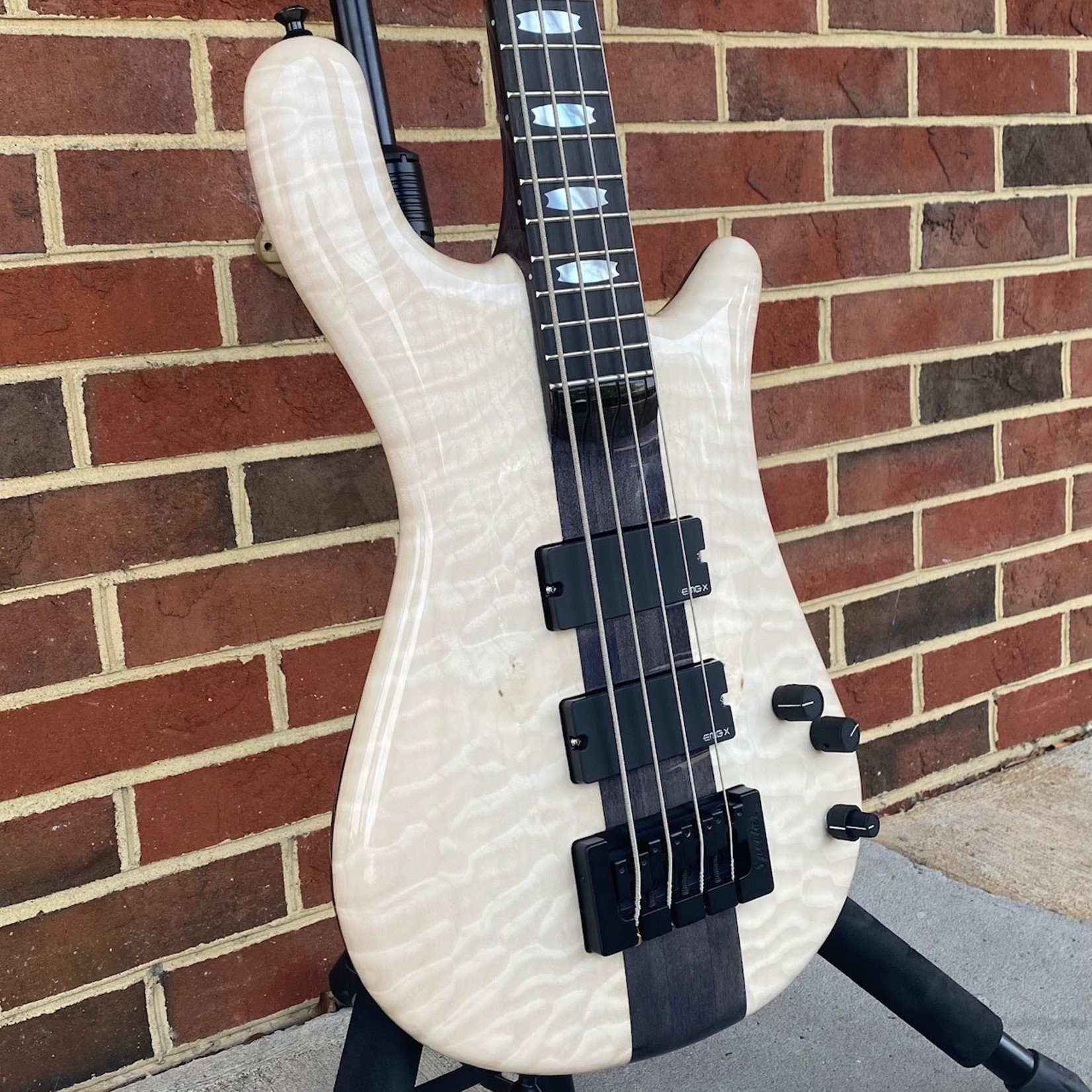 Spector Spector USA NS-4, Tuxedo Bass, Quilted Maple Top, Chambered Reclaimed Redwood Body,  Ebony Fretboard, Mother of Pearl Inlays, Luminlay Side Dots, High Gloss, TSA Case