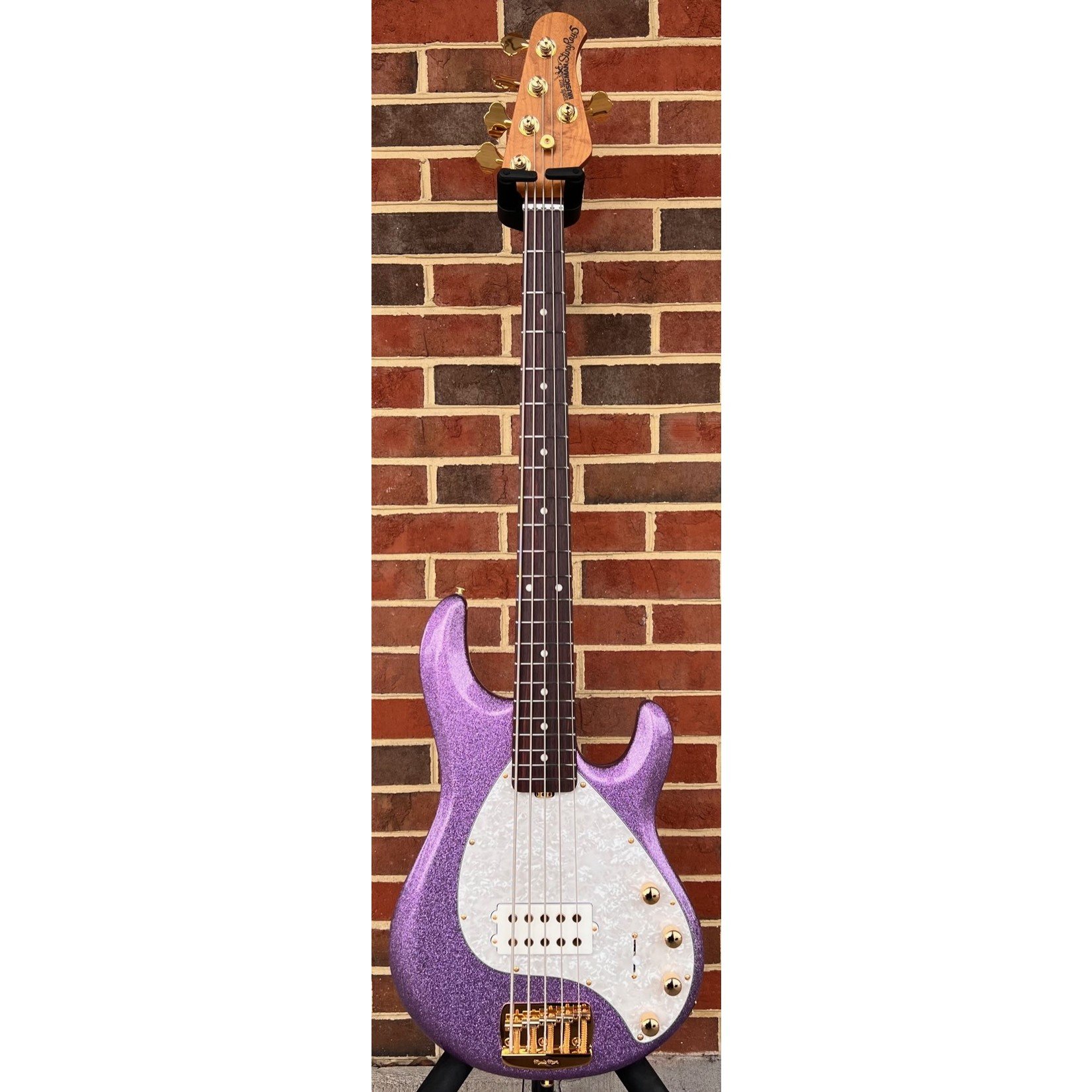 Music Man Music Man StingRay Special 5 H, Amethyst Sparkle, Roasted Maple Neck, Rosewood Fretboard, Gold Hardware, White Pearloid Pickguard, Hardshell Case