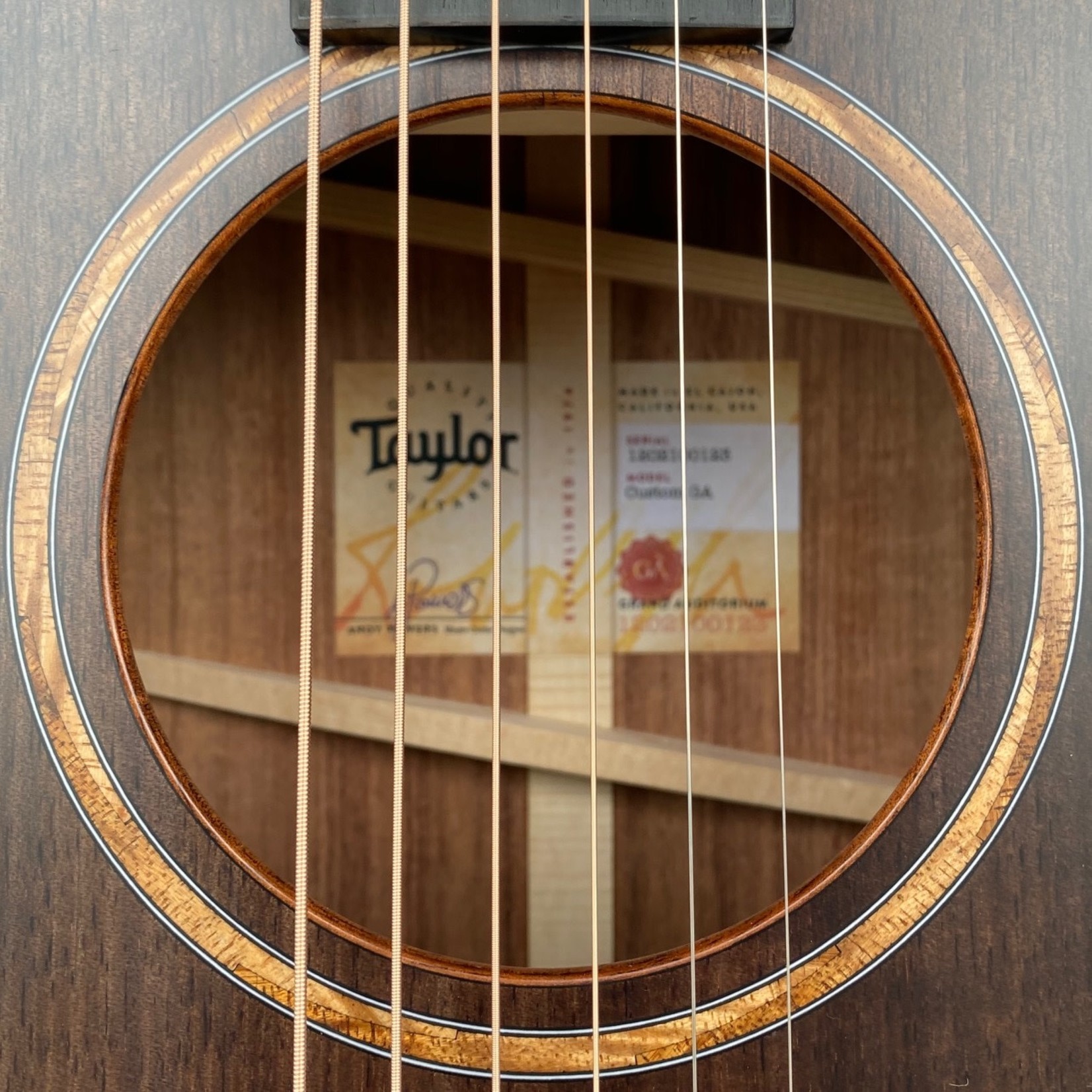 Taylor Taylor Catch Custom #01, Grand Auditorium, Tasmanian Blackwood Top, Tasmanian Blackwood Back and Sides, Koa Binding, Satin Charcoal Finish, Ameritage Case