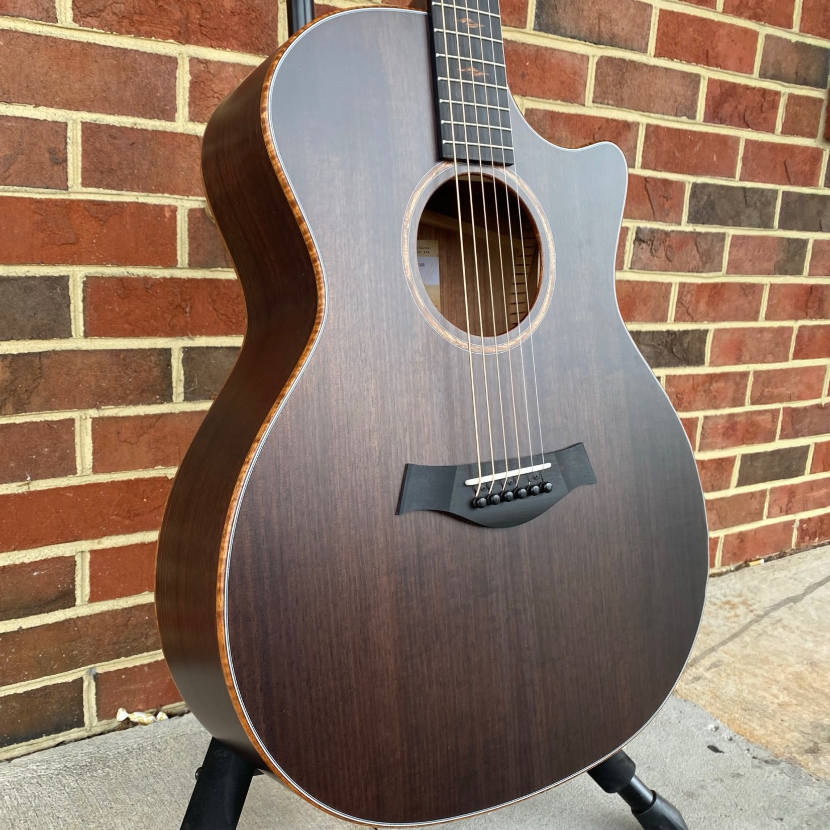 Taylor Taylor Catch Custom #01, Grand Auditorium, Tasmanian Blackwood Top, Tasmanian Blackwood Back and Sides, Koa Binding, Satin Charcoal Finish, Ameritage Case