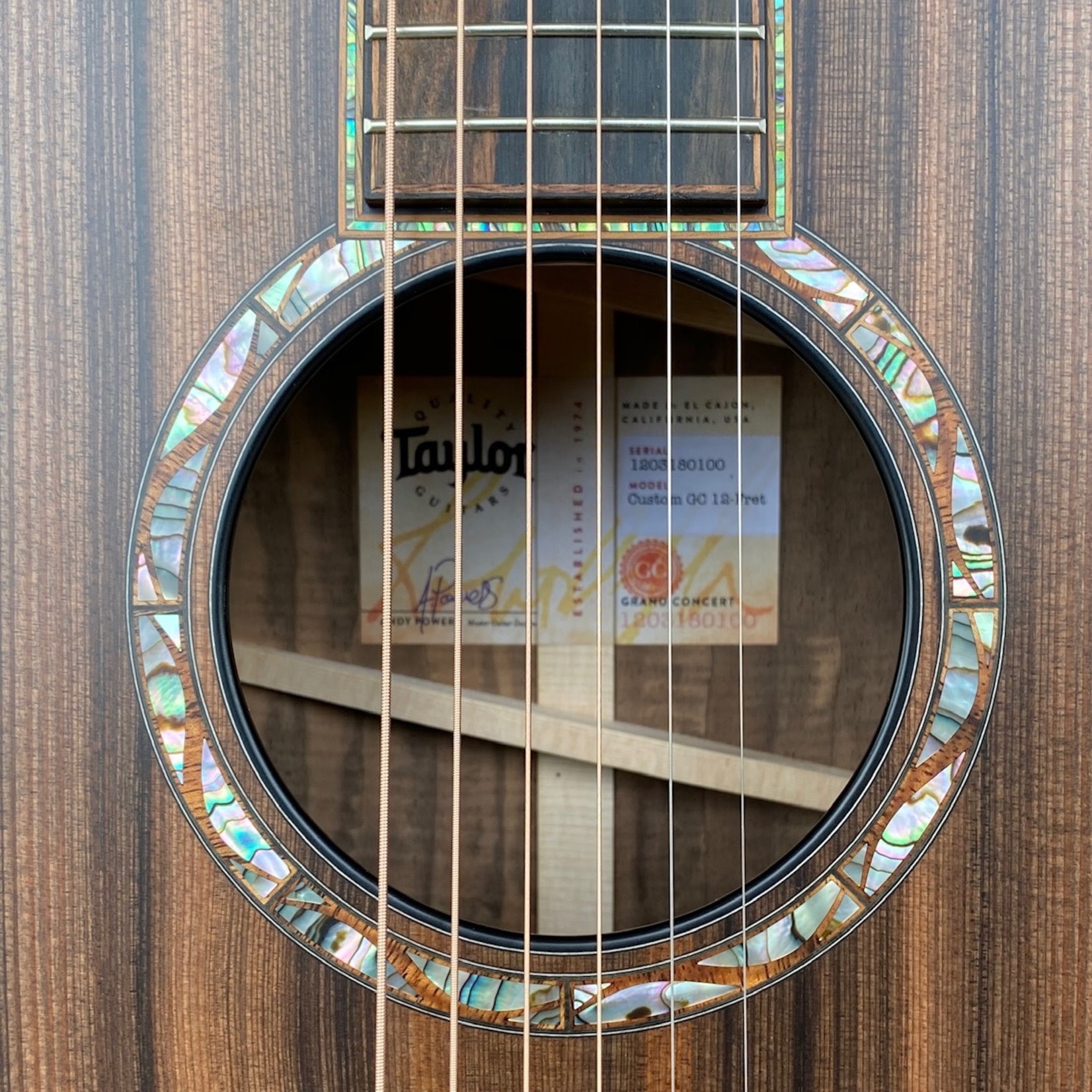 Taylor Taylor Catch Custom #16, Grand Concert, Queen’s Walnut Back and Sides, Sinker Redwood Top, Ebony Binding