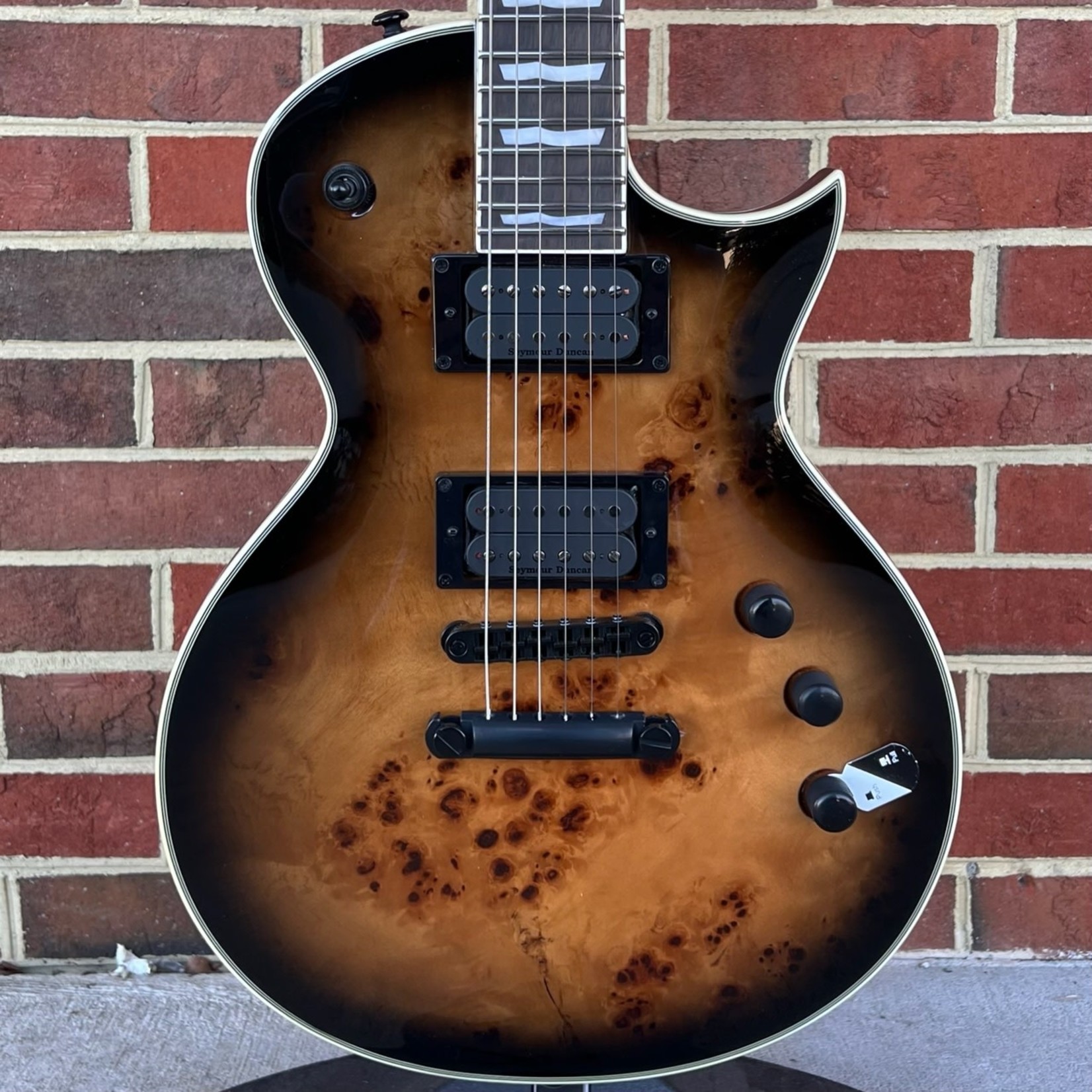 LTD ESP LTD EC-1000BPBLKNB, Black Natural Burst, Poplar Burl Top, Seymour Duncan Sentient/Pegasus Pickups, SN# IW21051608