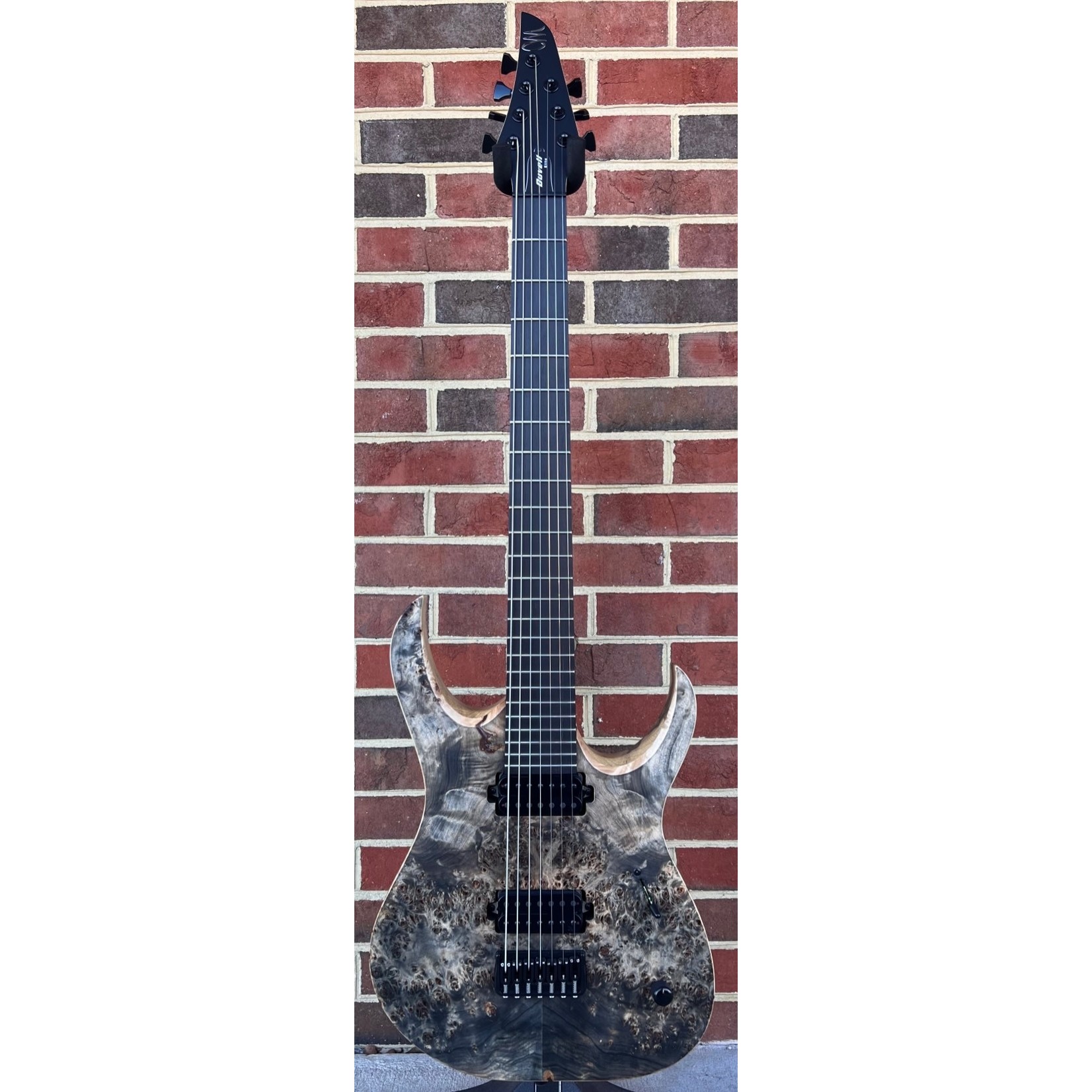 Mayones Mayones Duvell Elite 7 Baritone, 27" Scale Length, Trans Graphite Raw, Eye Poplar Top, Black Limba Body, Bare Knuckle TKO Pickups, Hipshot Bridge, Hipshot GripLock Tuners, Mayones Hybrid Case