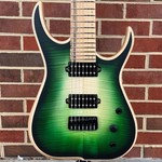 Skervesen Skervesen Raptor 7, 5pc Bolt-On Neck, 5A Flame Maple Top, 1pc European Ash Body, Pale Moon Ebony Fretboard, Green Burst, Hipshot Bridge & Locking Tuners, Bare Knuckle Silo Pickups, World Domination Mod