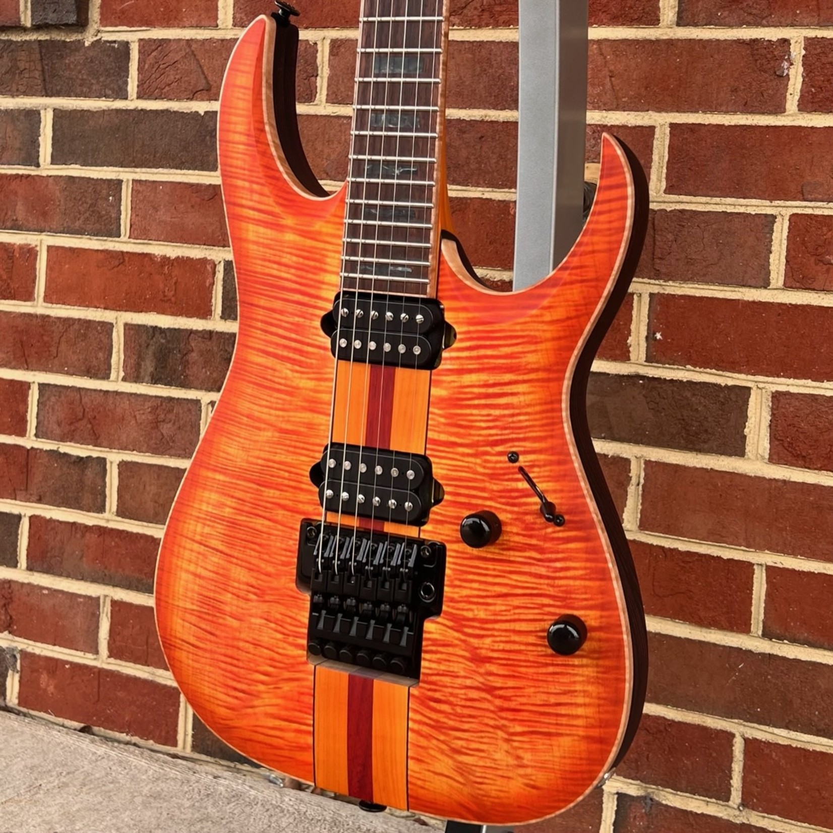 Ibanez Ibanez 50th Anniversary LA Custom Shop LACS13, "Cheeto", Fire Burst Matte, RGA 6-String, Neck-Thru,  Flame Maple Top, Swamp Ash Body, 3pc Maple/Purpleheart Neck, DiMarzio Pickups,  Hardshell Case & COA