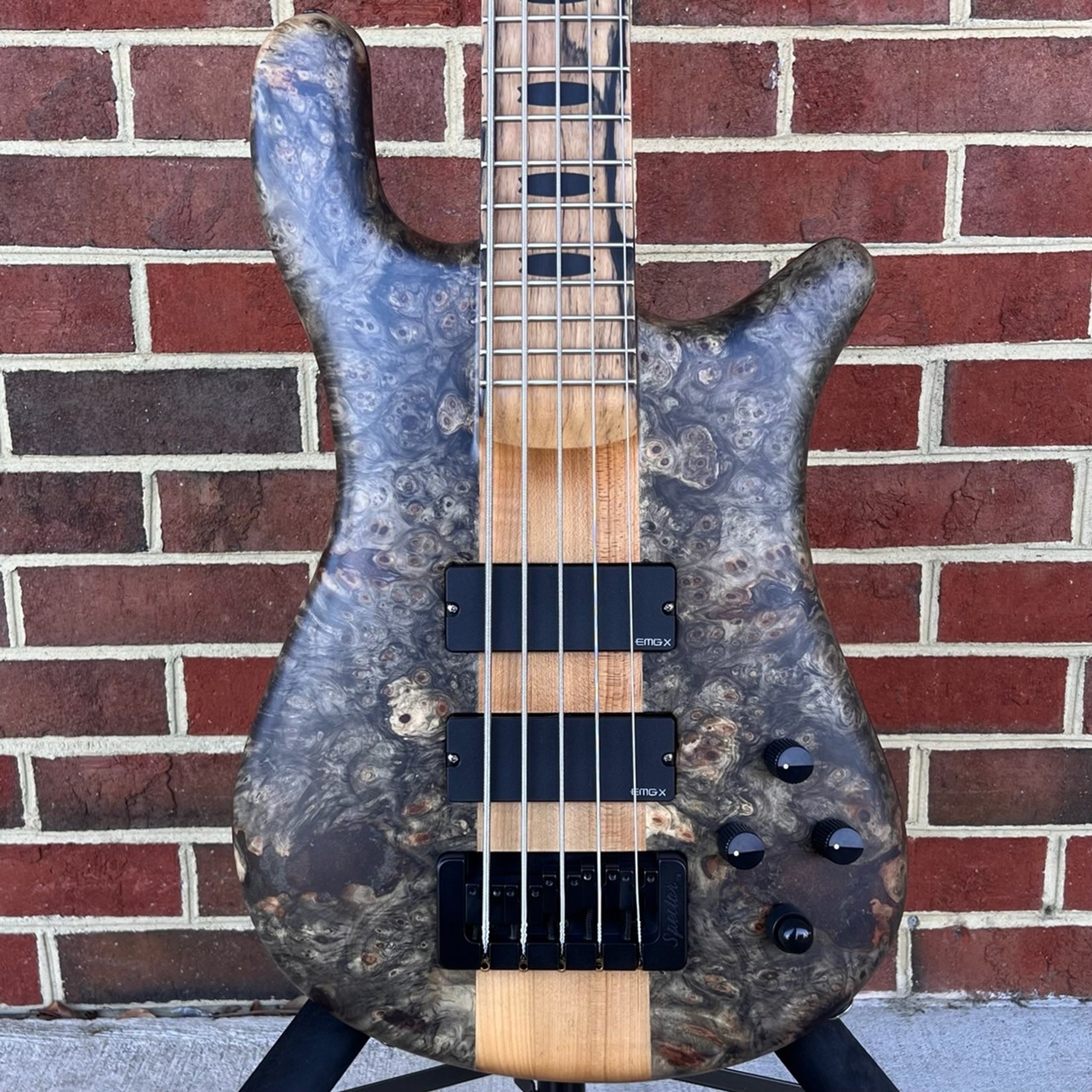 Spector Spector USA NS-5XL, Buckeye Burl Top, Reclaimed Redwood Body - Weight Relieved, Roasted Maple Neck, Pale Moon Ebony Fretboard, Ebony Crown Inlays, Matching Headstock w/ Pale Moon Ebony Logo, Pale Moon Ebony Truss Rod Cover, TSA Hardshell Case