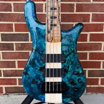 Spector Spector USA NS-5XL, Buckeye Burl Top, Peacock Blue, Reclaimed Redwood Body - Weight Relieved, Pale Moon Ebony Fretboard, Ebony Crown Inlays, Matching Headstock w/ Pale Moon Ebony Logo,  Pale Moon Ebony Truss Rod Cover, TSA Hardshell Case