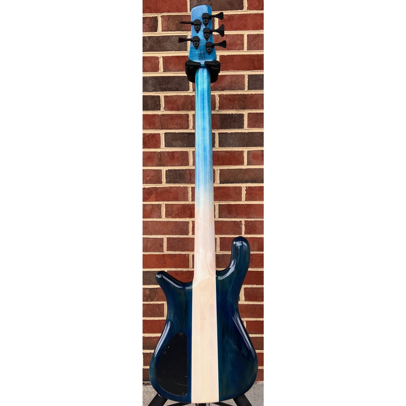 Spector Spector USA NS-5XL, Buckeye Burl Top, Peacock Blue, Reclaimed Redwood Body - Weight Relieved, Pale Moon Ebony Fretboard, Ebony Crown Inlays, Matching Headstock w/ Pale Moon Ebony Logo,  Pale Moon Ebony Truss Rod Cover, TSA Hardshell Case