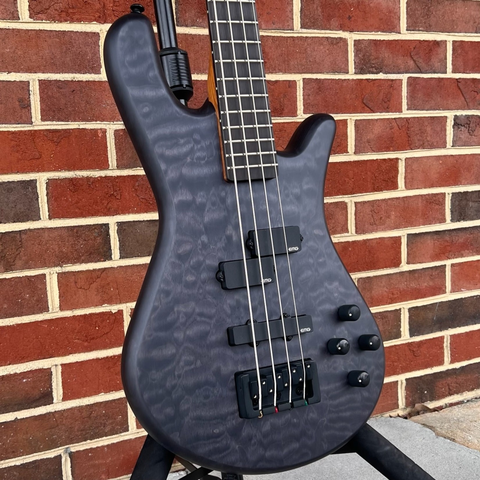 Spector Spector NS Pulse II 4-String, Black Stain Matte, Quilted Maple Top, Swamp Ash Body, Roasted Maple Neck, Macassar Ebony Fretboard, SN# W211449