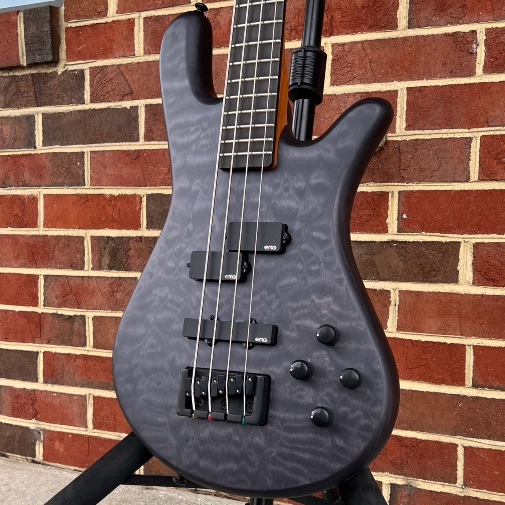 Spector Spector NS Pulse II 4-String, Black Stain Matte, Quilted Maple Top, Swamp Ash Body, Roasted Maple Neck, Macassar Ebony Fretboard, SN# W211449