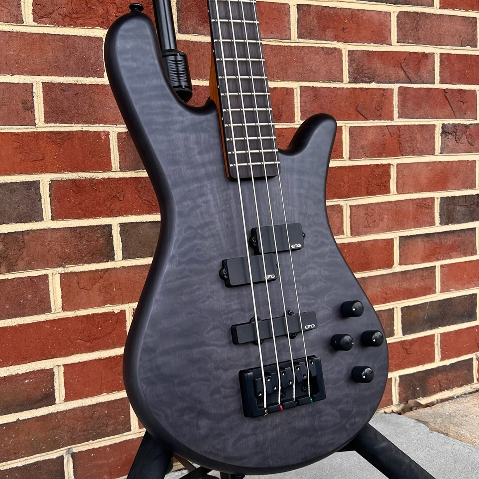 Spector Spector NS Pulse II 4-String, Black Stain Matte, Quilted Maple Top, Swamp Ash Body, Roasted Maple Neck, Macassar Ebony Fretboard, Gig Bag, SN# W211458