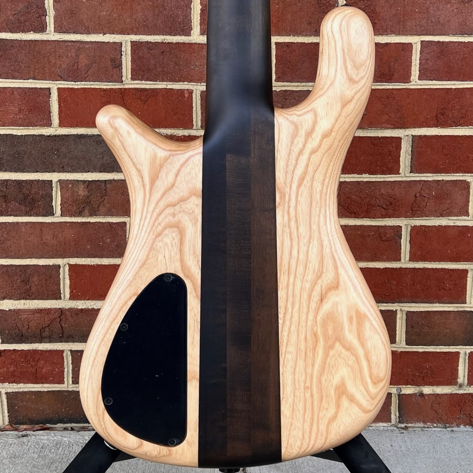 Spector Spector USA NS-5XL, Buckeye Burl Top, Swamp Ash Body, Roasted Maple Neck, Pale Moon Ebony Fretboard, Ebony Wood Crown Inlays, Matching Headstock, Pale Moon Ebony Logo & Truss Rod Cover, Wide String Spacing, HAZ 18v Preamp, Satin, TSA Case