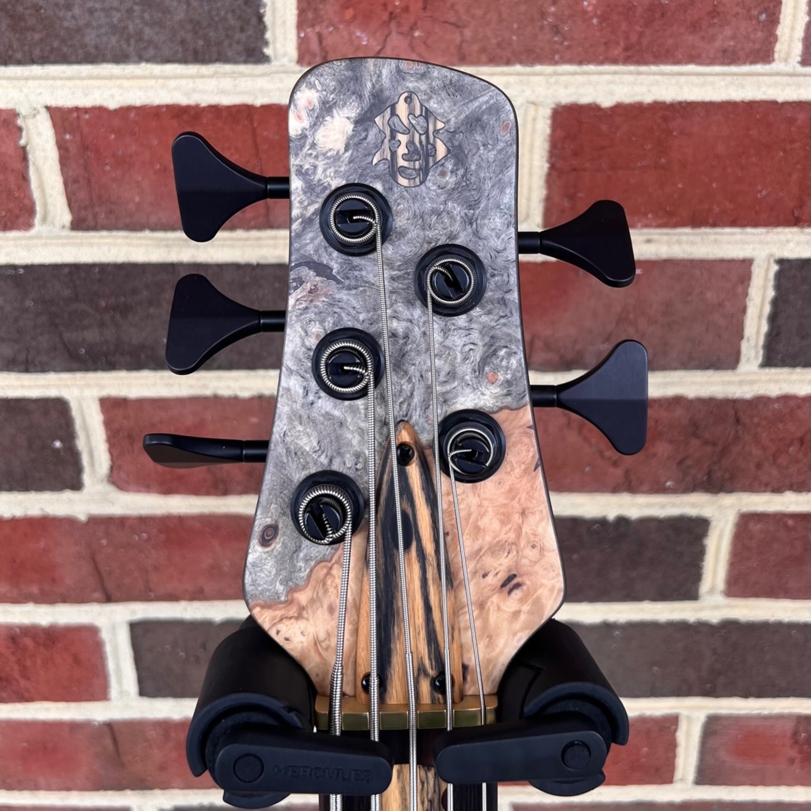 Spector Spector USA NS-5XL, Buckeye Burl Top, Chambered Reclaimed Redwood Body, Macassar Ebony Fretboard, Pale Moon Ebony Inlays, Charcoal Stained Neck Block, Luminlay Side Dots, Matte Finish, Dunlop Flush Mount Strap Locks, HazLab 18v, TSA Case