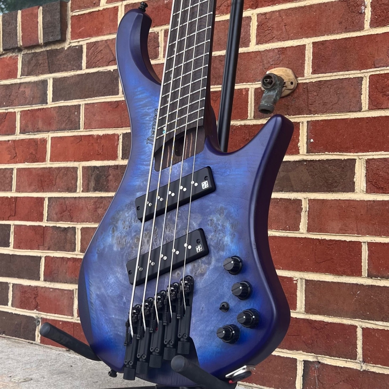 Ibanez Ibanez EHB1505MSPLF, Bass Workshop Headless Multi-Scale Bass, 5-String, Pacific Blue Burst Flat, SN# 211P01I220118888