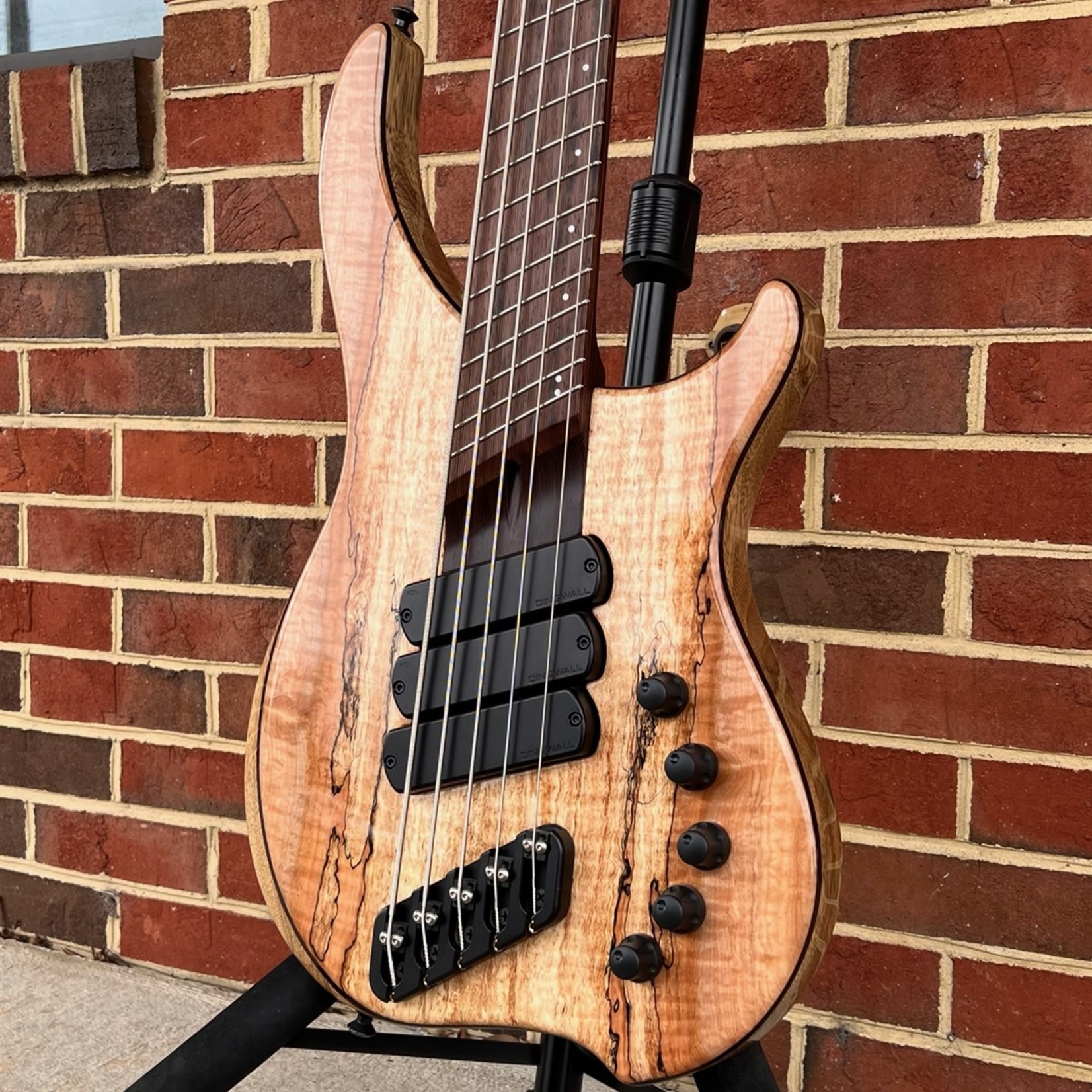 Dingwall Dingwall ABI Custom 5-String, 3x Pickups, X-Top #1308 Spalted Maple, Black Limba Body, Wenge Contrast Layer, Wenge Neck and Fretboard, Standard AB Inlays, Glockenklang 3-band EQ, Dingwall Gig Bag
