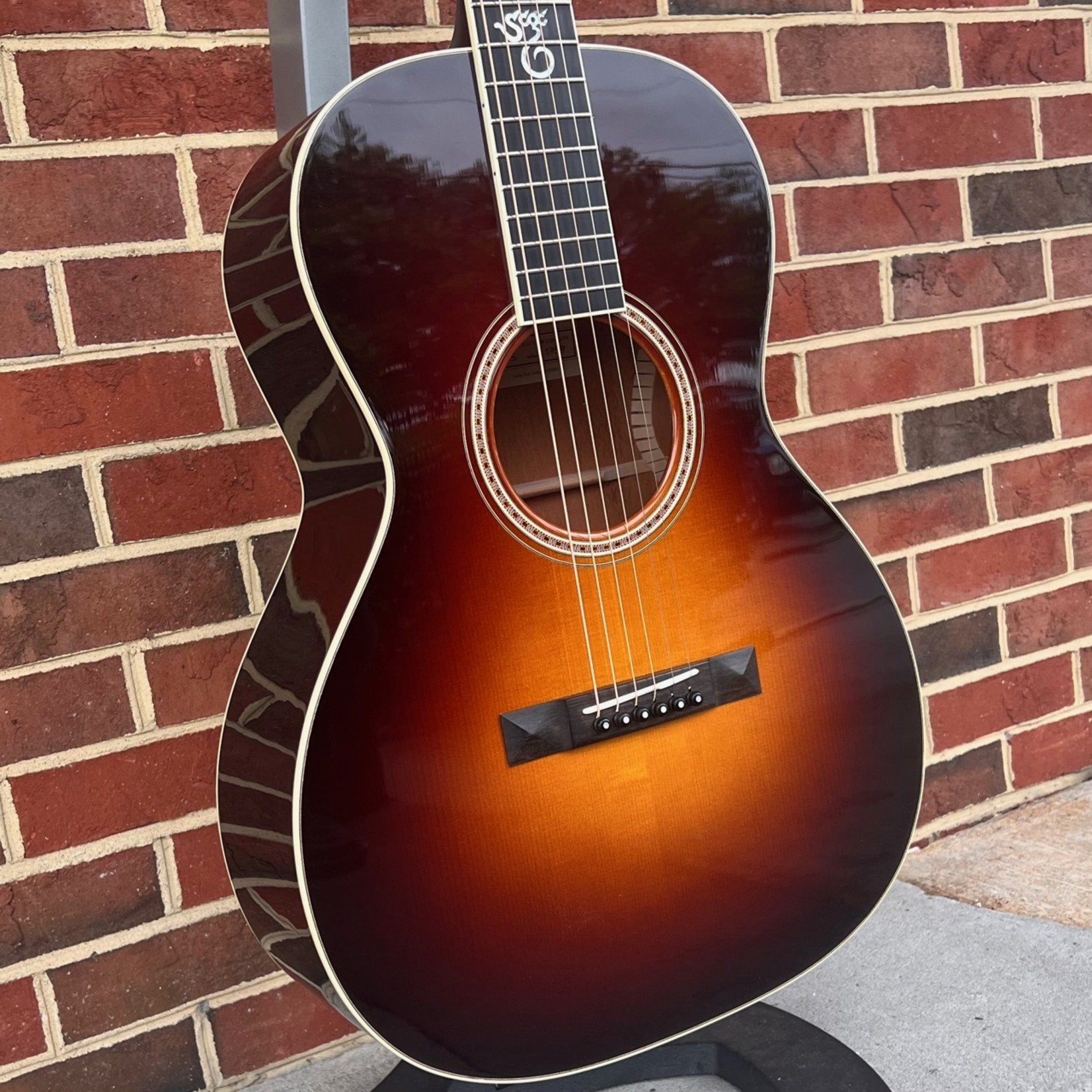 Santa Cruz Guitar Co. Santa Cruz Custom H/13, Adirondack Spruce Top, Mahogany Back and Sides, Adirondack Bracing w/ Hot Hide Glue, Flag of Nations Back Strip and Rosette, S29 Purfling, SCGC Logo @ 13th Fret, Custom Dark Sunburst Top, Dark Stain on Back &