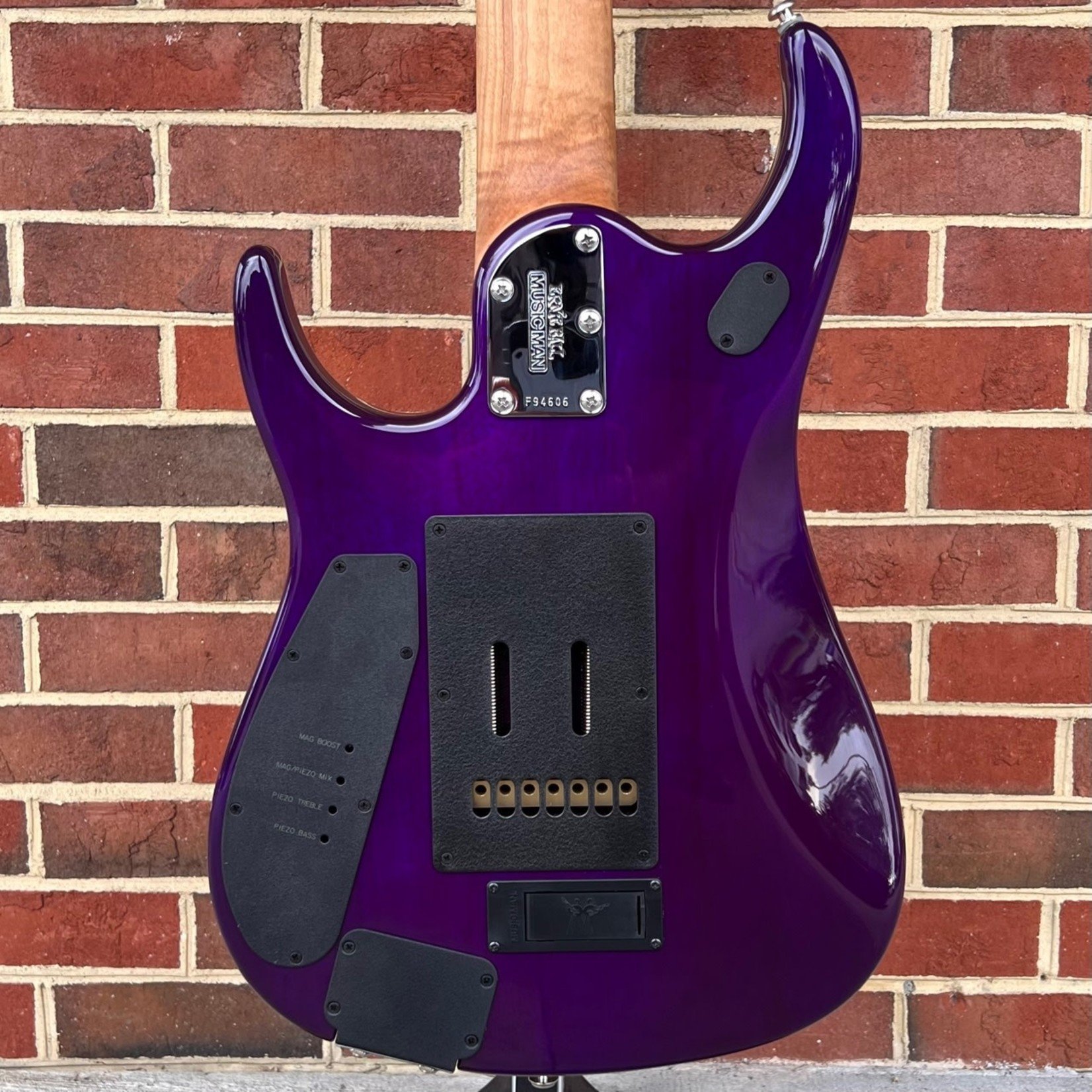 Music Man Music Man John Petrucci JP15 7-String, Flame Maple Top, Purple Nebula, Roasted Flame Maple Neck and Fretboard, Chrome Hardware, Fishman Piezo, DiMarzio Illuminator Pickups, Hardshell Case