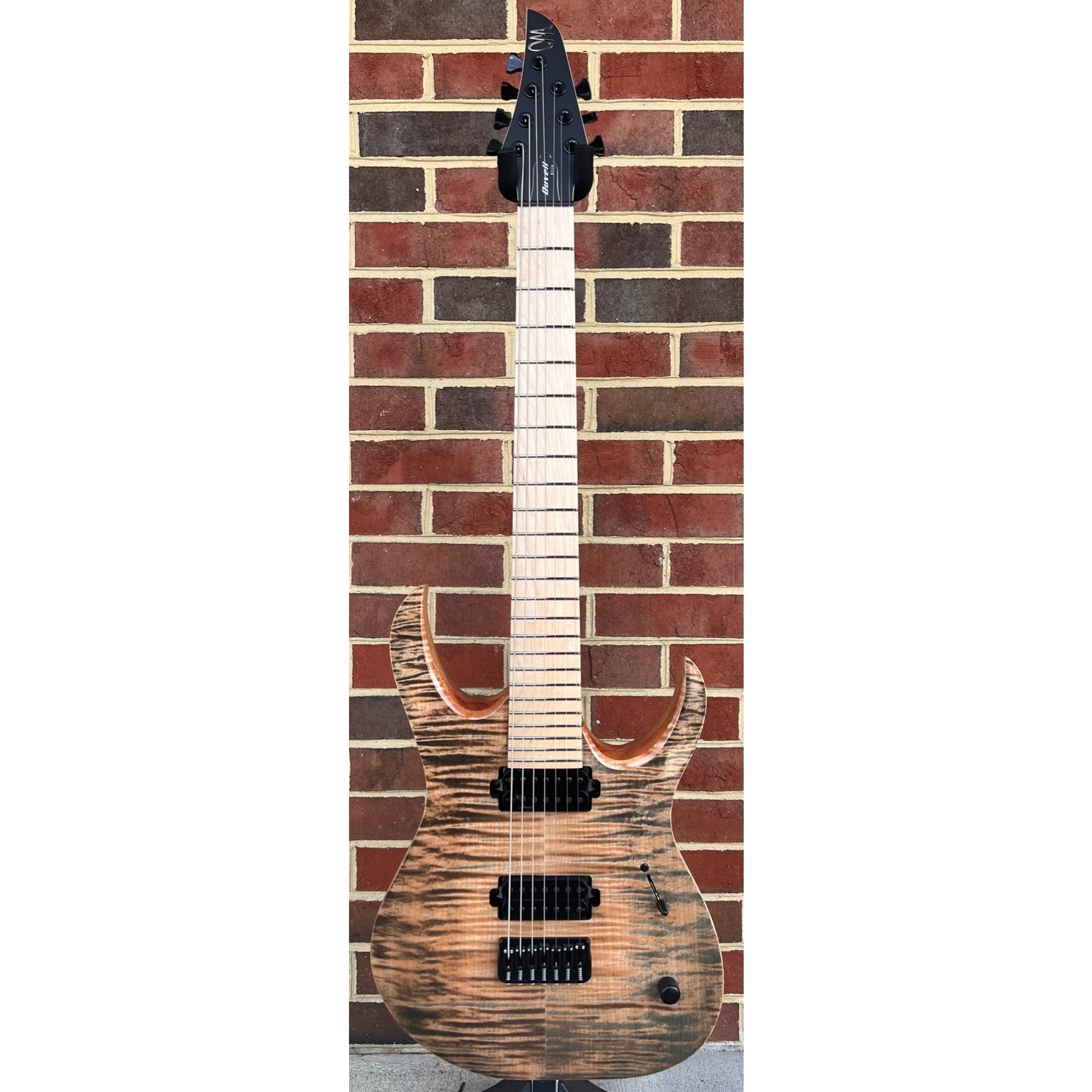 Mayones Mayones Duvell Elite 7-String, Black Feather Gloss, 4A Flame Maple Top, Mahogany Body, Maple Fretboard, Hipshot Locking Tuners and Bridge, Mayones Hybrid Case