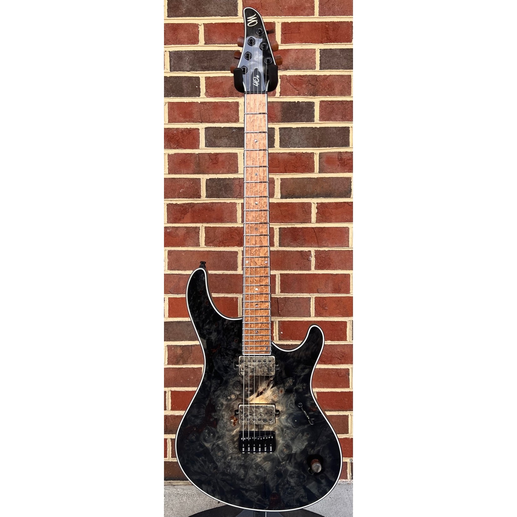 Mayones Mayones 40th Anniversary Regius 6-String, 1pc Master Grade Buckeye Burl Top, Black Burst Gloss, 11ply Exotic I Neck, Black Limba Body, Master Grade TEW Birdseye Maple Fretboard, Flamed Maple Tuner Buttons, Hipshot Locking Tuners and Bridge, Hardshell Case