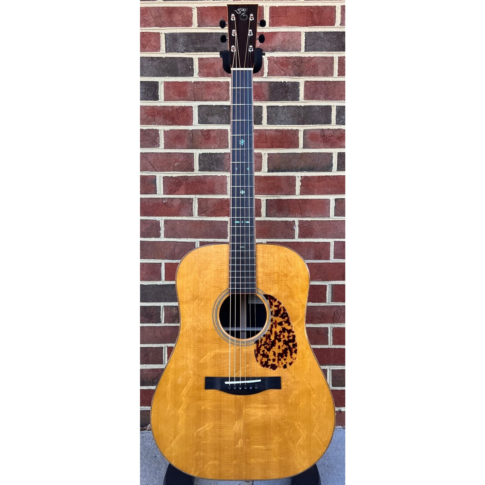 Santa Cruz Guitar Co. Santa Cruz Custom D/PW, Burled African Blackwood Back & Sides, Bear Claw Sitka Spruce Top, Koa Binding (body, neck, headstock), Koa Back Strip, Koa Tail Wedge, Blue Paua 42-Style Inlays, Tinted Top, Hardshell Case