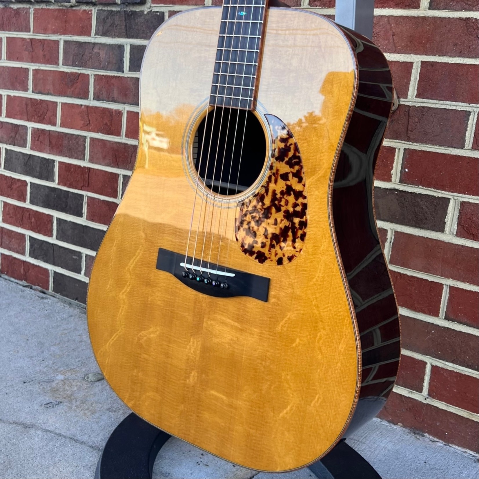 Santa Cruz Guitar Co. Santa Cruz Custom D/PW, Burled African Blackwood Back & Sides, Bear Claw Sitka Spruce Top, Koa Binding (body, neck, headstock), Koa Back Strip, Koa Tail Wedge, Blue Paua 42-Style Inlays, Tinted Top, Hardshell Case