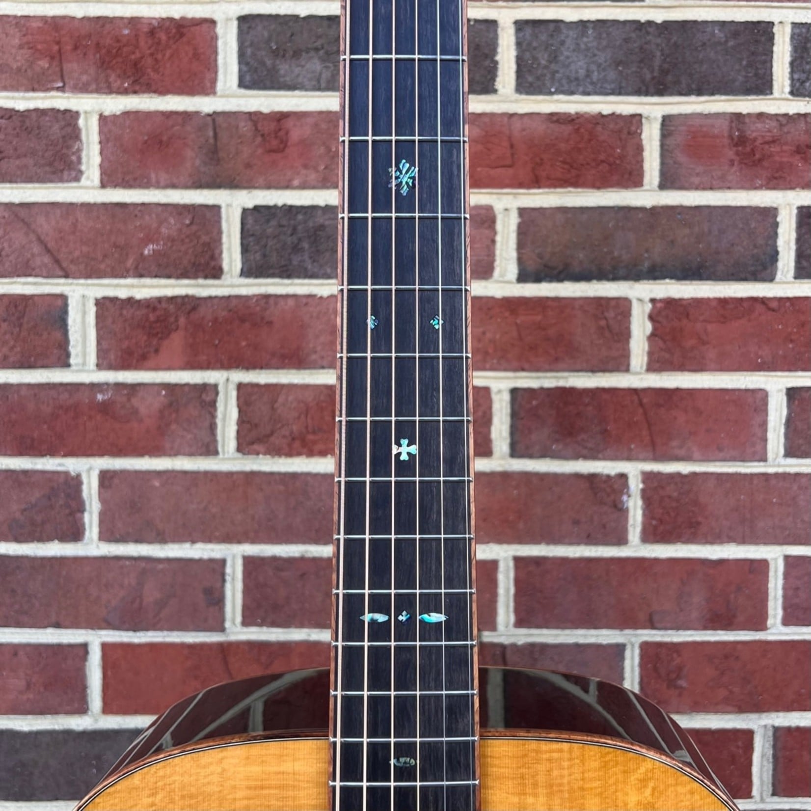 Santa Cruz Guitar Co. Santa Cruz Custom D/PW, Burled African Blackwood Back & Sides, Bear Claw Sitka Spruce Top, Koa Binding (body, neck, headstock), Koa Back Strip, Koa Tail Wedge, Blue Paua 42-Style Inlays, Tinted Top, Hardshell Case