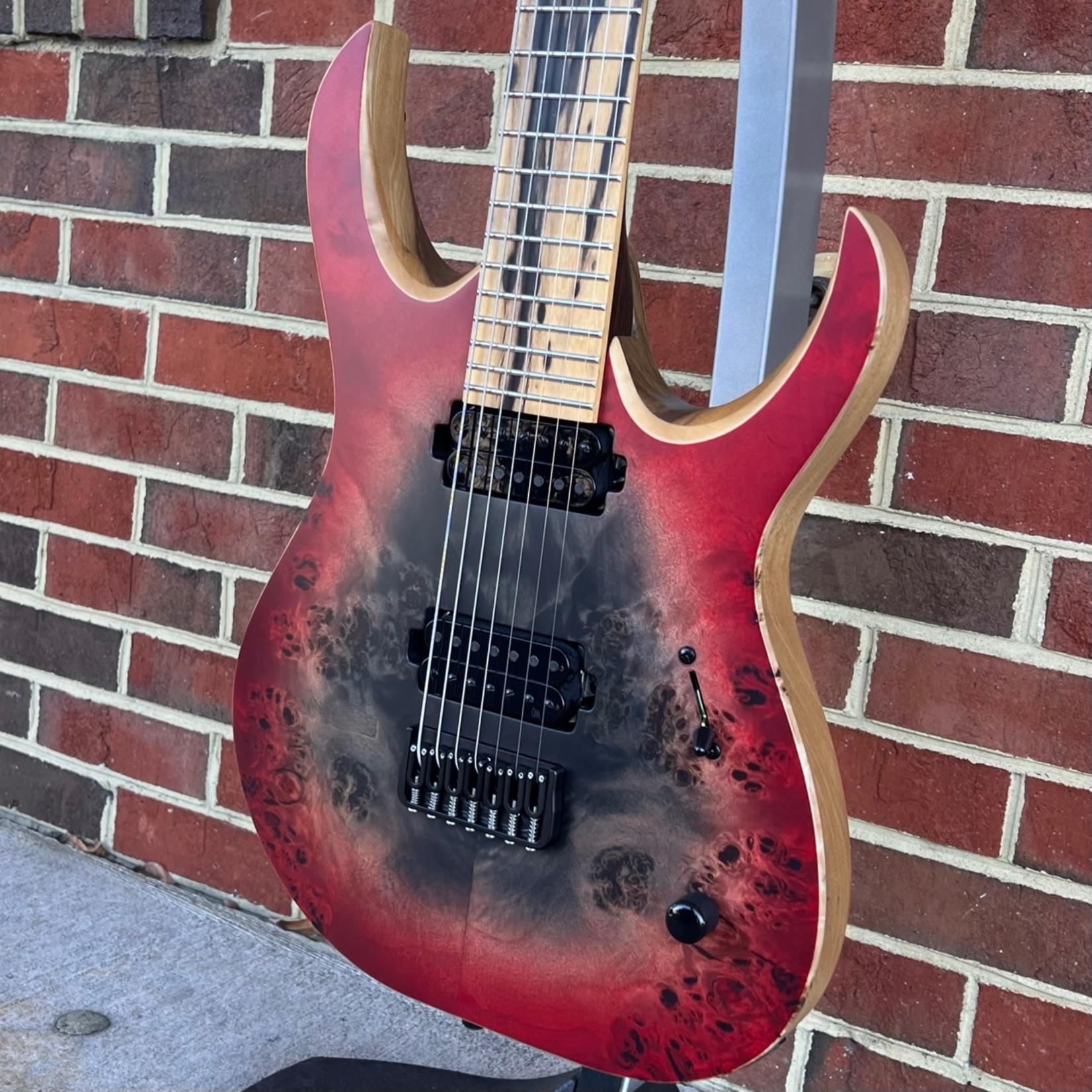 Mayones Mayones Duvell Elite 7, Supernova Red Satine, 4A Eye Poplar Top, Black Limba Body, 4A Pale Moon Ebony Fretboard, Hipshot Bridge & Locking Tuners, Mayones Hybrid Case