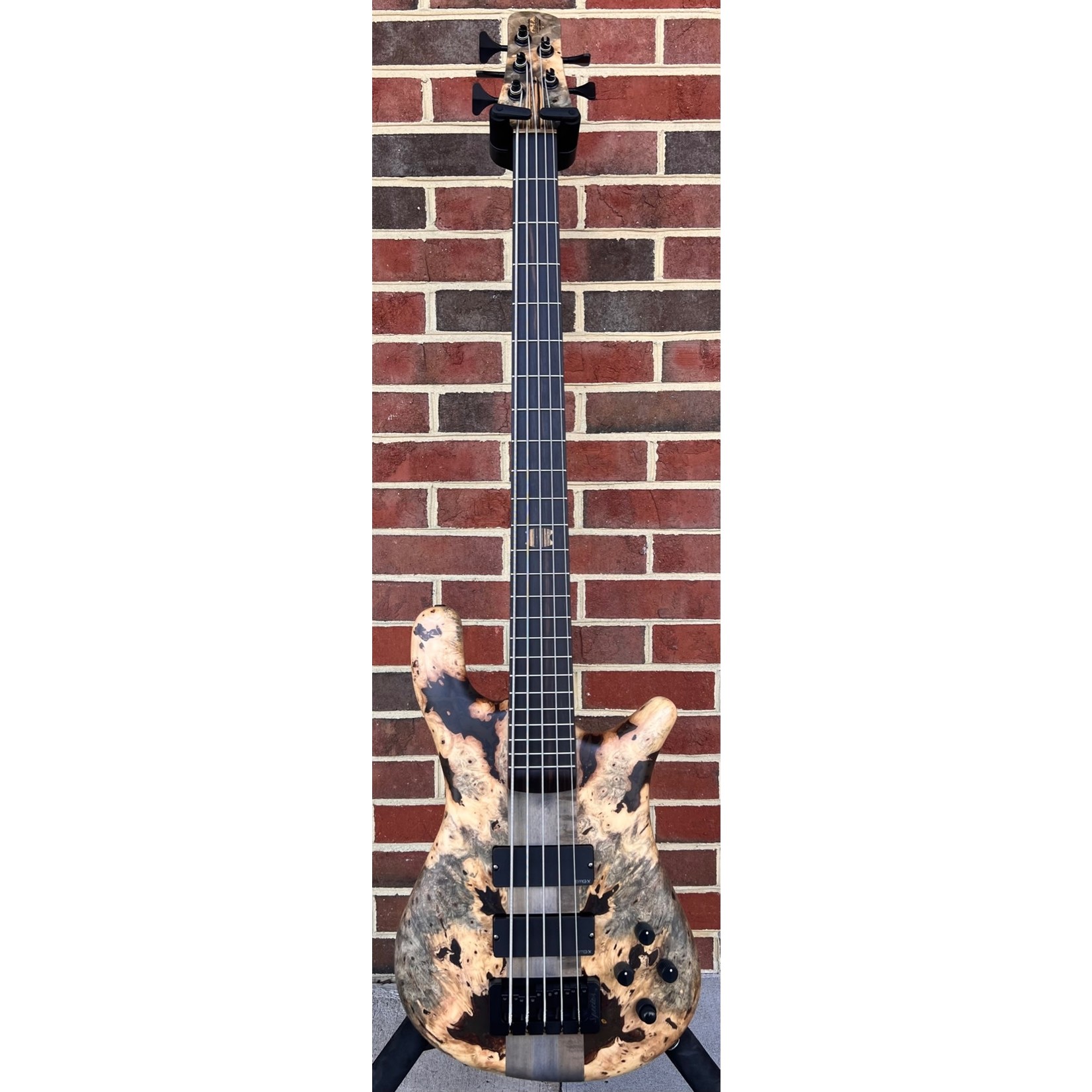 Spector Spector USA NS-5XL, The Music Loft 30th Anniversary, Buckeye Burl Top, Black Limba Body, 3pc Maple Neck - Charcoal Stain, Macassar Ebony Fretboard, Pale Moon Ebony 12th Fret Inlay, TSA Case