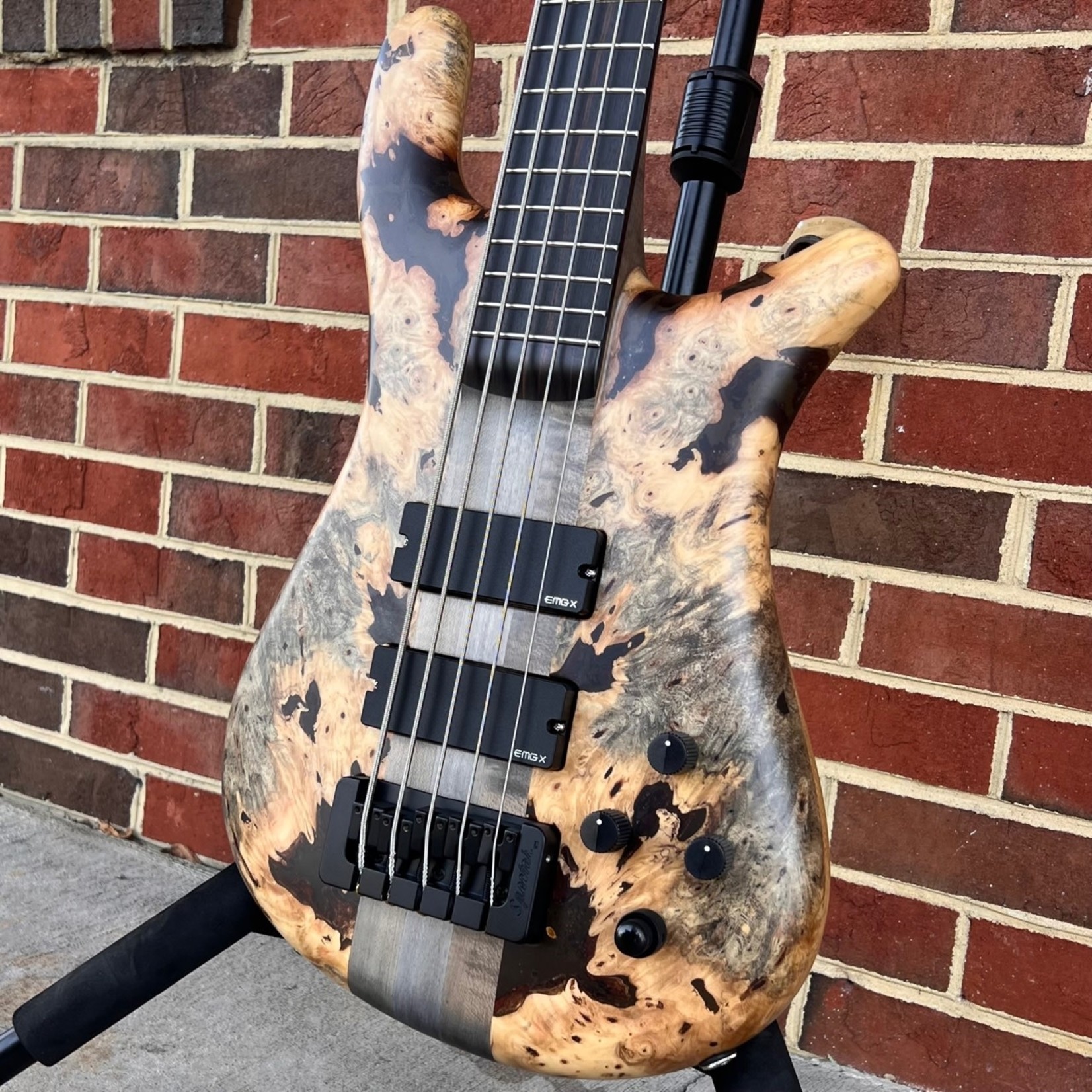 Spector Spector USA NS-5XL, The Music Loft 30th Anniversary, Buckeye Burl Top, Black Limba Body, 3pc Maple Neck - Charcoal Stain, Macassar Ebony Fretboard, Pale Moon Ebony 12th Fret Inlay, TSA Case