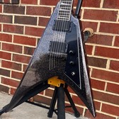 ESP LTD Kirk Hammett KH-V, Black Sparkle, Korina Body, Macassar Ebony Fretboard, EMG Bone Breaker Pickups, Locking Tuners, Hardshell Case - The Music Loft ESP LTD Kirk Hammett KH-V, Black Sparkle, Korina Body, Macassar Ebony Fretboard, EMG Bone Breaker Pickups, Locking Tuners, Hardshell Case - The Music Loft