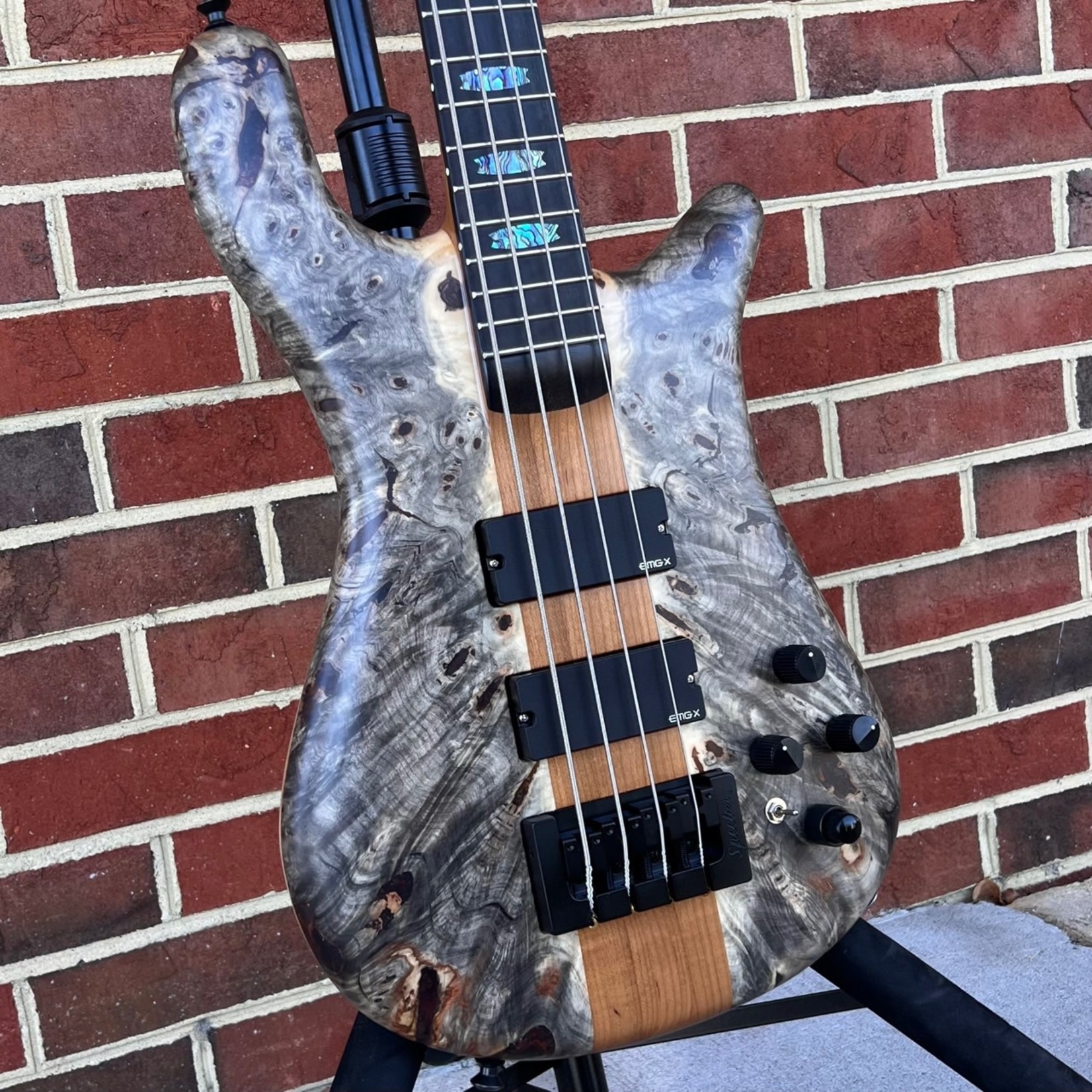 Spector Spector USA NS-2, The Music Loft 30th Anniversary, Buckeye Burl Top, Swamp Ash Body, Roasted Maple Neck, Ebony Fretboard, Abalone Crown Inlays, EMG Pickups, Aguilar OBP-3 Preamp, TSA Case