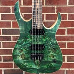 Mayones Mayones Duvell Elite 7, Antique Green Emerald RAW, 3A Eye Poplar Top, Black Limba Body, Pale Moon Ebony Fretboard, Bareknuckle TKO Pickups, Mayones Hybrid Case