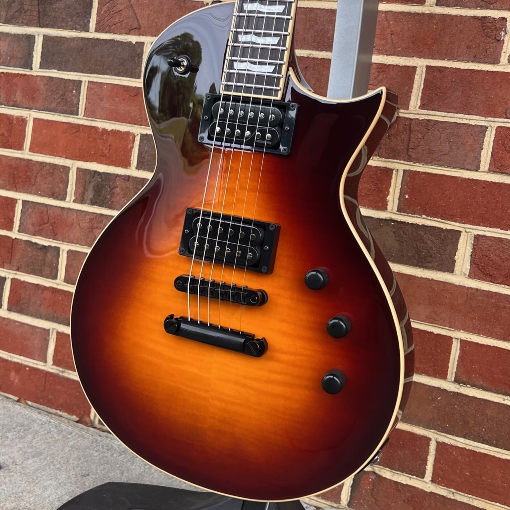 ESP ESP E-II Eclipse Full Thickness, Tobacco Sunburst, Flame Maple Top, Fishman Open Core Classic Pickups, Hardshell Case, SN# ES3263223