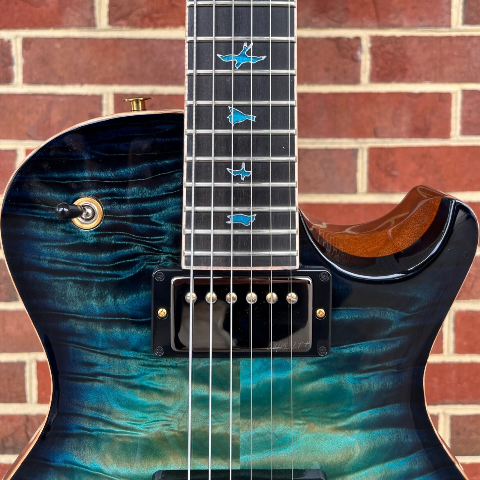 Paul Reed Smith Paul Reed Smith Private Stock McCarty 594 Singlecut, Sub Zero Glow Smokeburst, Quilted Maple Top, Figured Mahogany Body, Figured Mahogany Neck, Ebony Fretboard, Stained Curly Maple Bird Inlays with Sparkle Mother of Pearl Outlines, Smoked Black Hardware