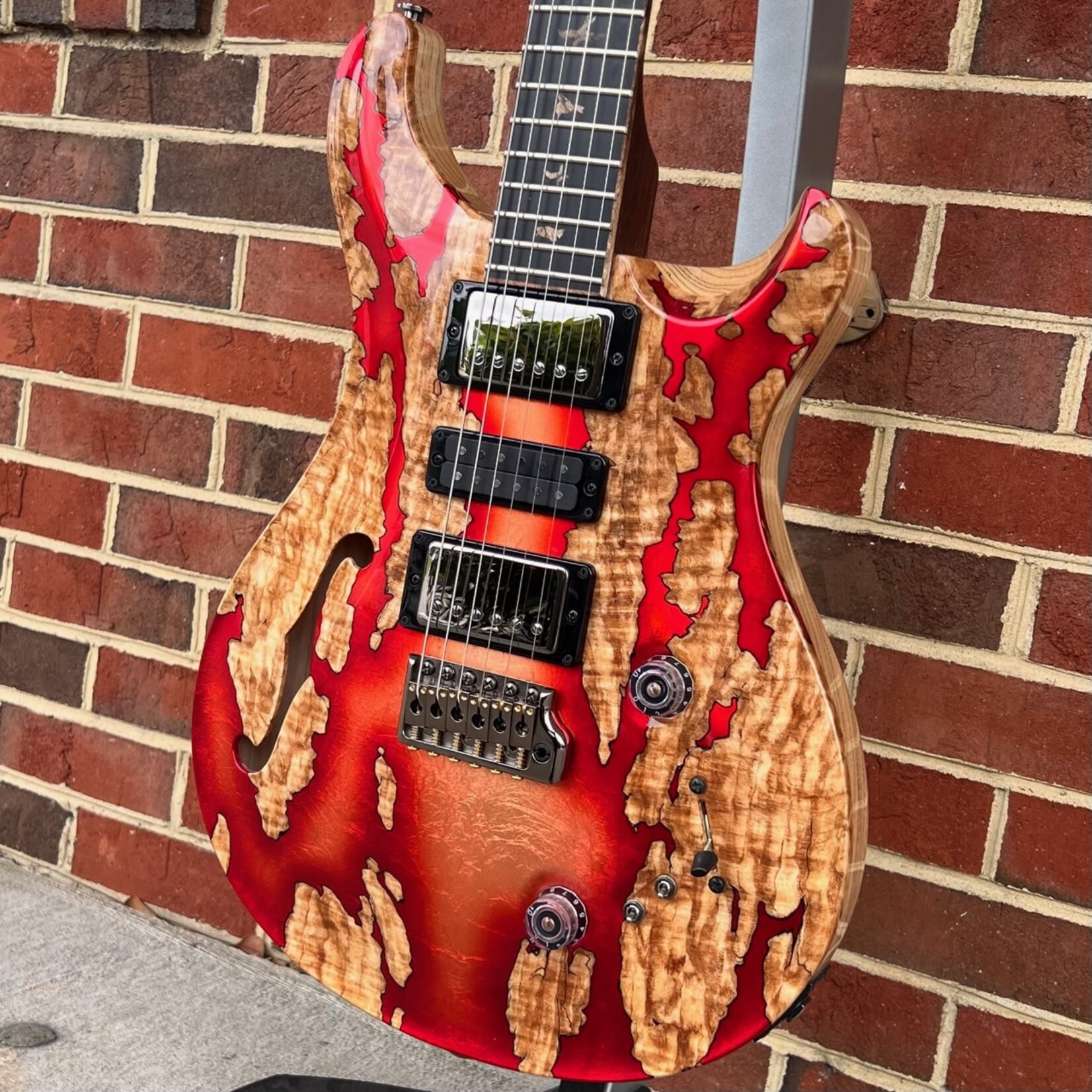 Paul Reed Smith Paul Reed Smith Private Stock #9431, Special 22 Semi-Hollow, Spalted Maple Top, Cherry Burst Copper Foil Accents, Swamp Ash Body, Brazilian Rosewood Neck, Ebony Fretboard, Spalted Maple Binding, Spalted Maple Bird Inlays, Smoked Black Hardware (USED)