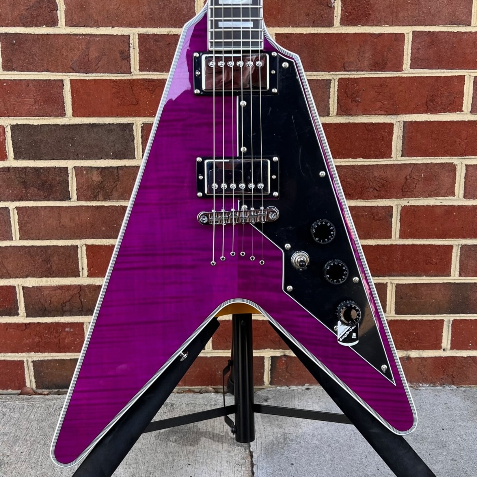 Schecter Guitar Research Schecter V-1 Custom, Trans Purple, Flame Maple Top, Ebony Fretboard, Block Inlays, Locking Tuners, SN# W23020905