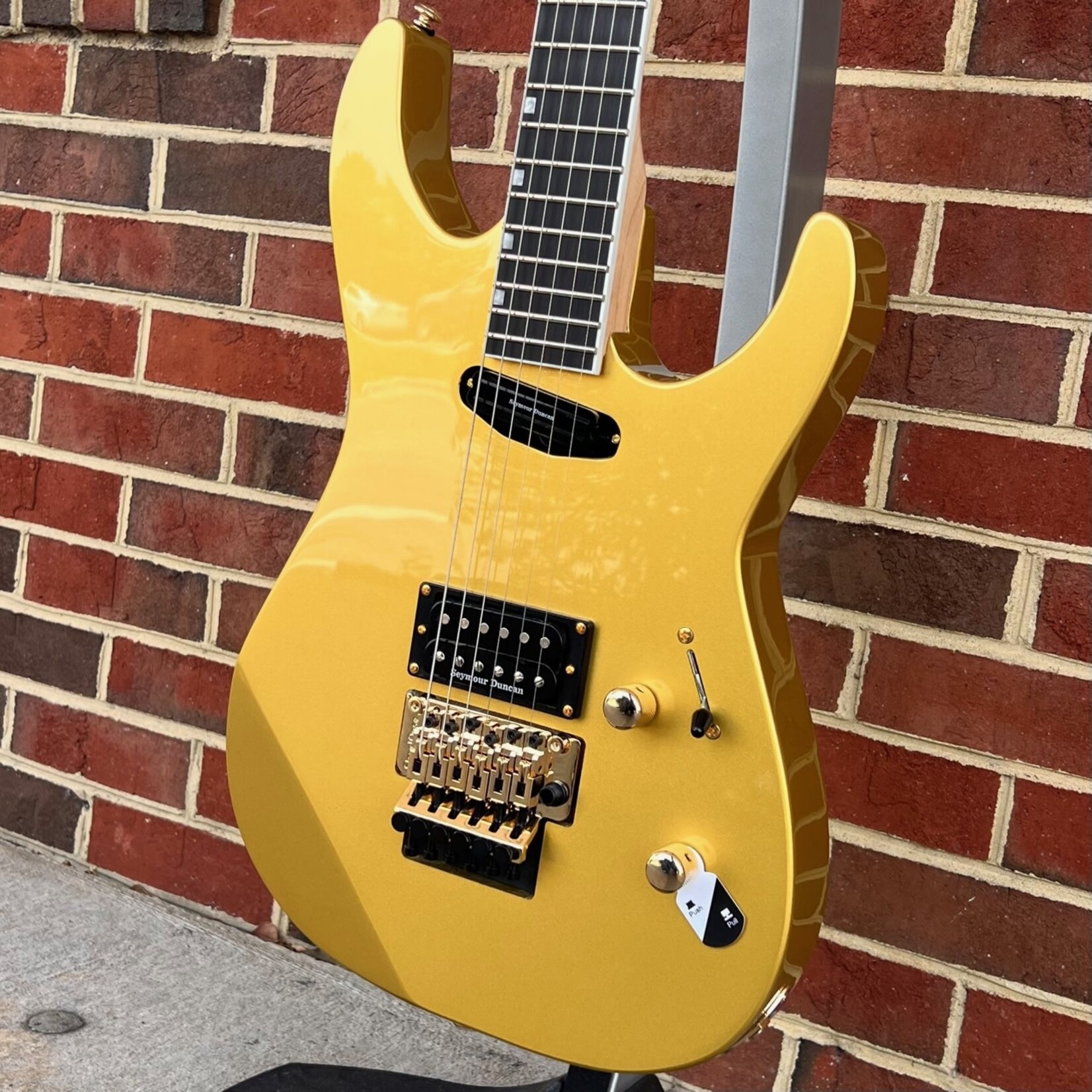 LTD ESP LTD Mirage Deluxe '87, Metallic Gold, Floyd Rose Tremolo, Seymour Duncan Hot Rail/Distortion Pickups, Macassar Ebony Fretboard