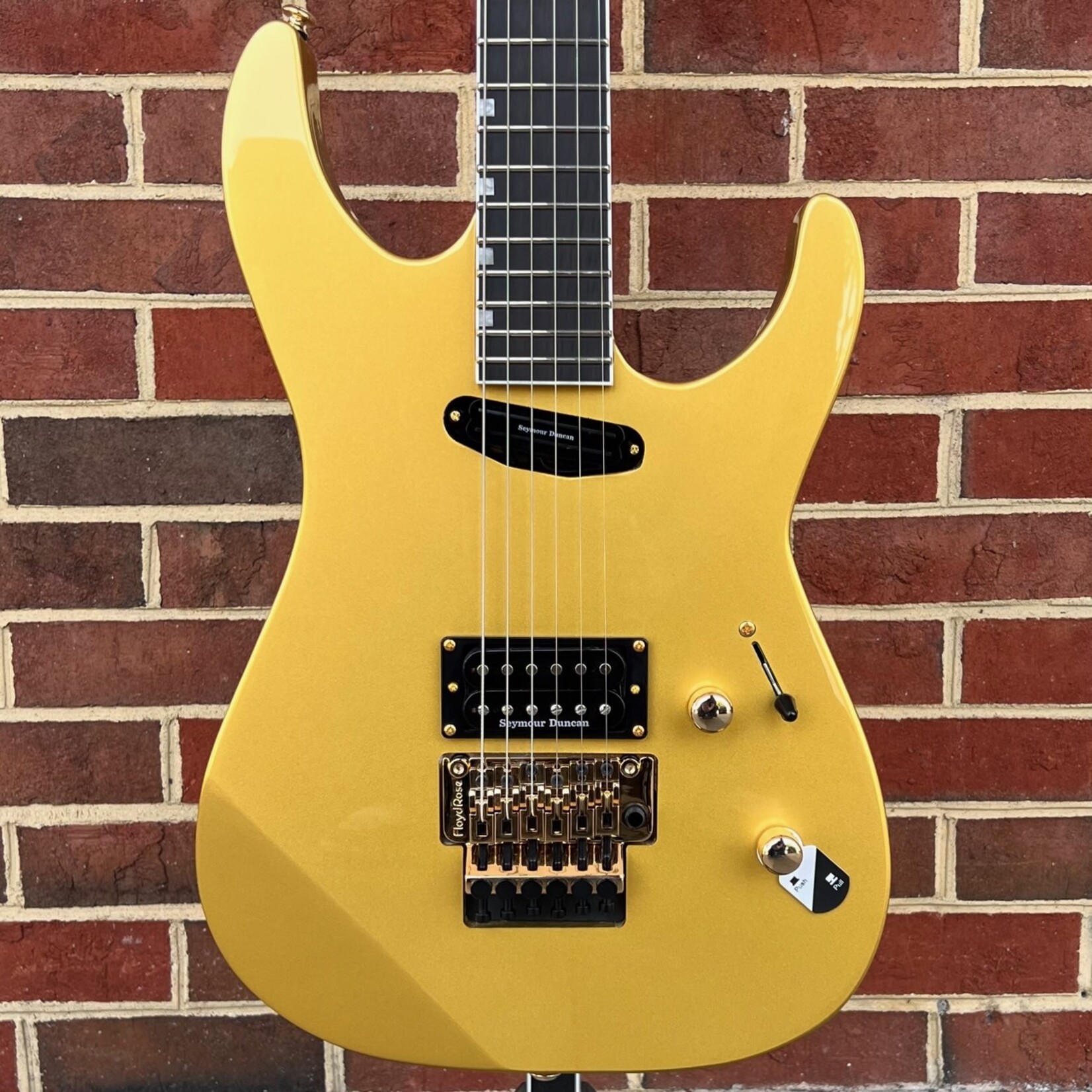 LTD ESP LTD Mirage Deluxe '87, Metallic Gold, Floyd Rose Tremolo, Seymour Duncan Hot Rail/Distortion Pickups, Macassar Ebony Fretboard