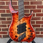 Dingwall Dingwall Z3 Custom 5-String, Explosion Burst, Poplar Burl X-Top, Flame Maple Contrast Layer, Dual Density Swamp Ash Body - Black Ceruse with White Grain Fill, Wenge Neck, Macassar Ebony Fretboard, Ghost Block Inlays, Darkglass Tone Capsule w/ Toggles