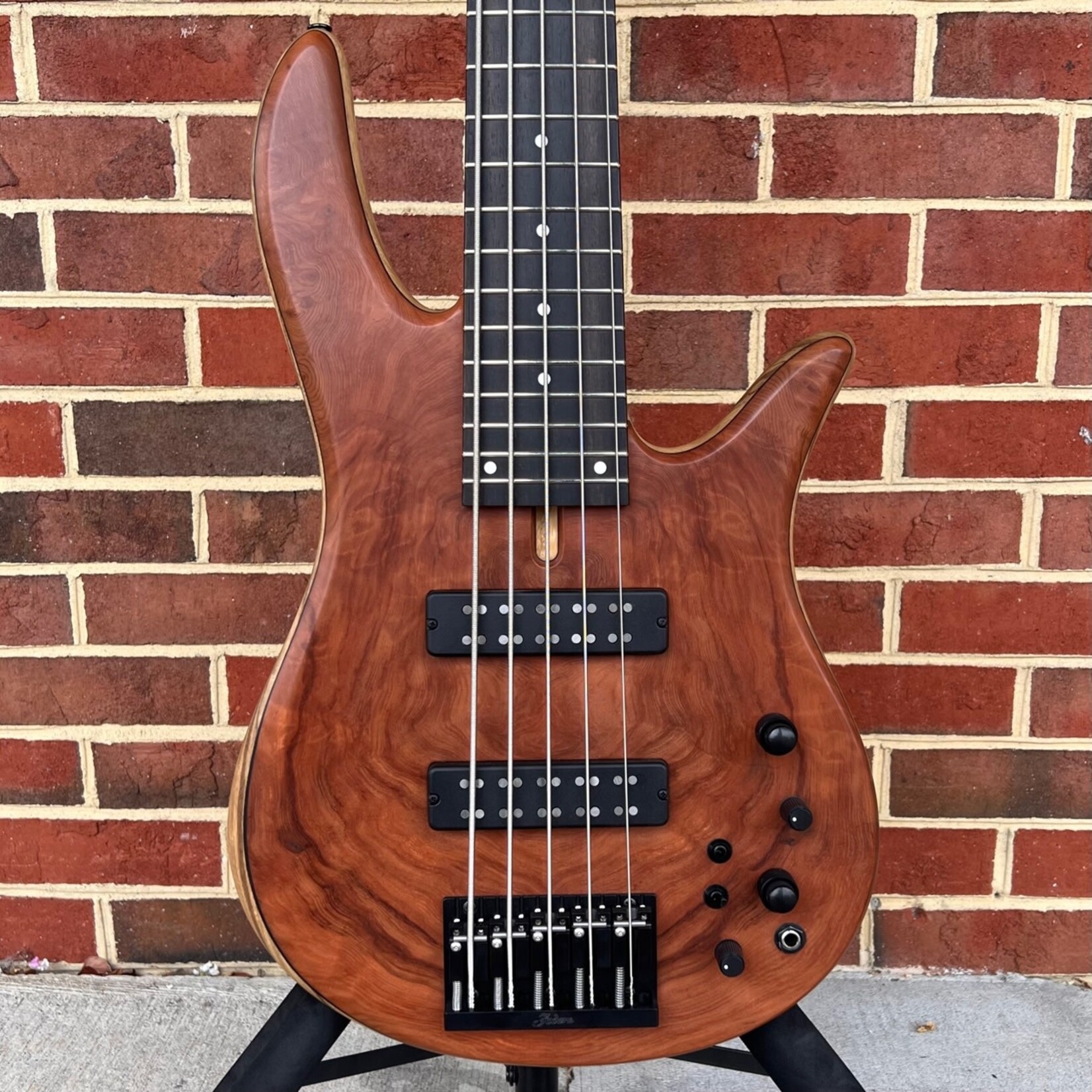 Fodera Fodera Monarch 5 Standard Special, Music Loft Exclusive, Redwood Burl Top - Music Loft Select, Black Limba Body, Black Hardware, Hardshell Case