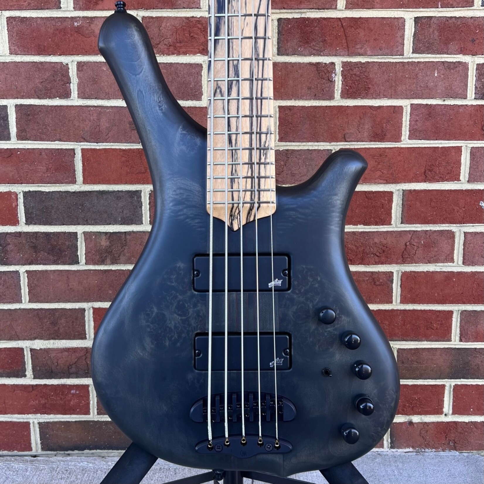 Mayones Comodous 5-String, Liquid Black Satin, 3A Eye Poplar Top 