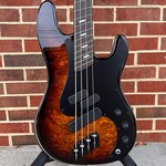 Dingwall Dingwall Super PJ Custom 4-String, Tiger Eye Burst, Maple Burl X-Top, Ash Body - Trans Black, Matte Black Pickguard, Dual P & Super Fatty II Pickups, Wenge Neck & Fretboard, Dunlop Flush Mount Strap Locks, Dingwall Deluxe Gig Bag
