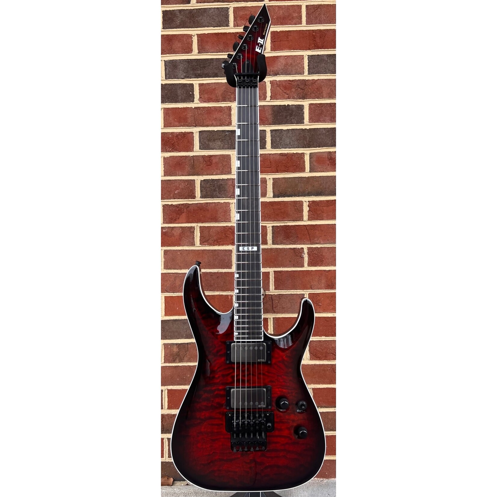 ESP ESP E-II Horizon FR-II, See Thru Black Cherry Sunburst, Neck Thru, Quilted Maple Top, Mahogany Body, Floyd Rose Original Bridge, EMG 57/66TW Pickups, Hardshell Case, SN# ES4461233