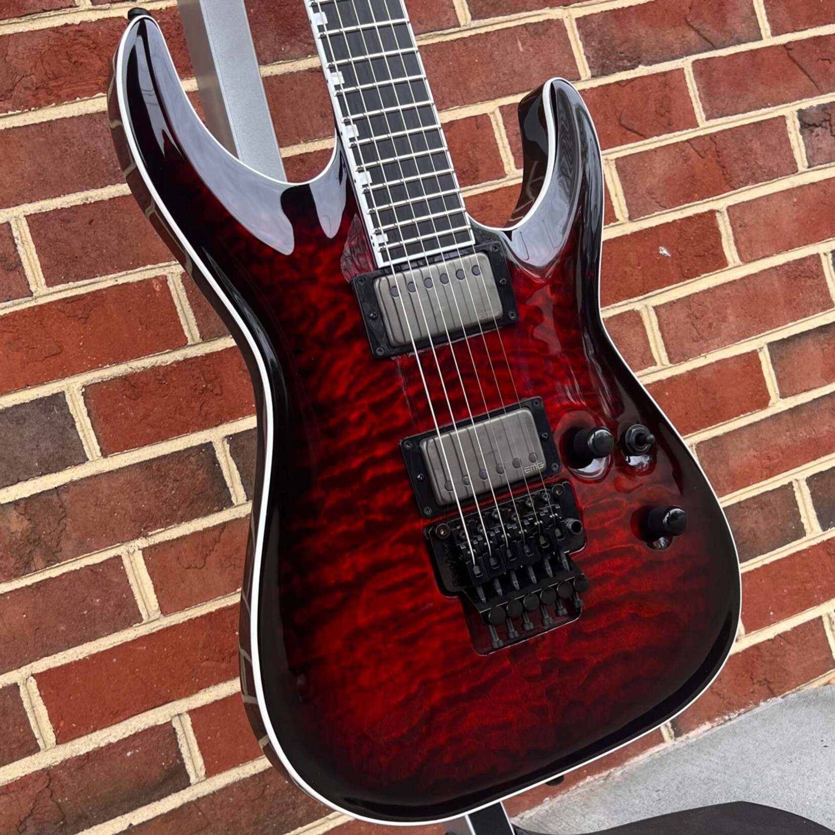 ESP ESP E-II Horizon FR-II, See Thru Black Cherry Sunburst, Neck Thru, Quilted Maple Top, Mahogany Body, Floyd Rose Original Bridge, EMG 57/66TW Pickups, Hardshell Case, SN# ES4461233